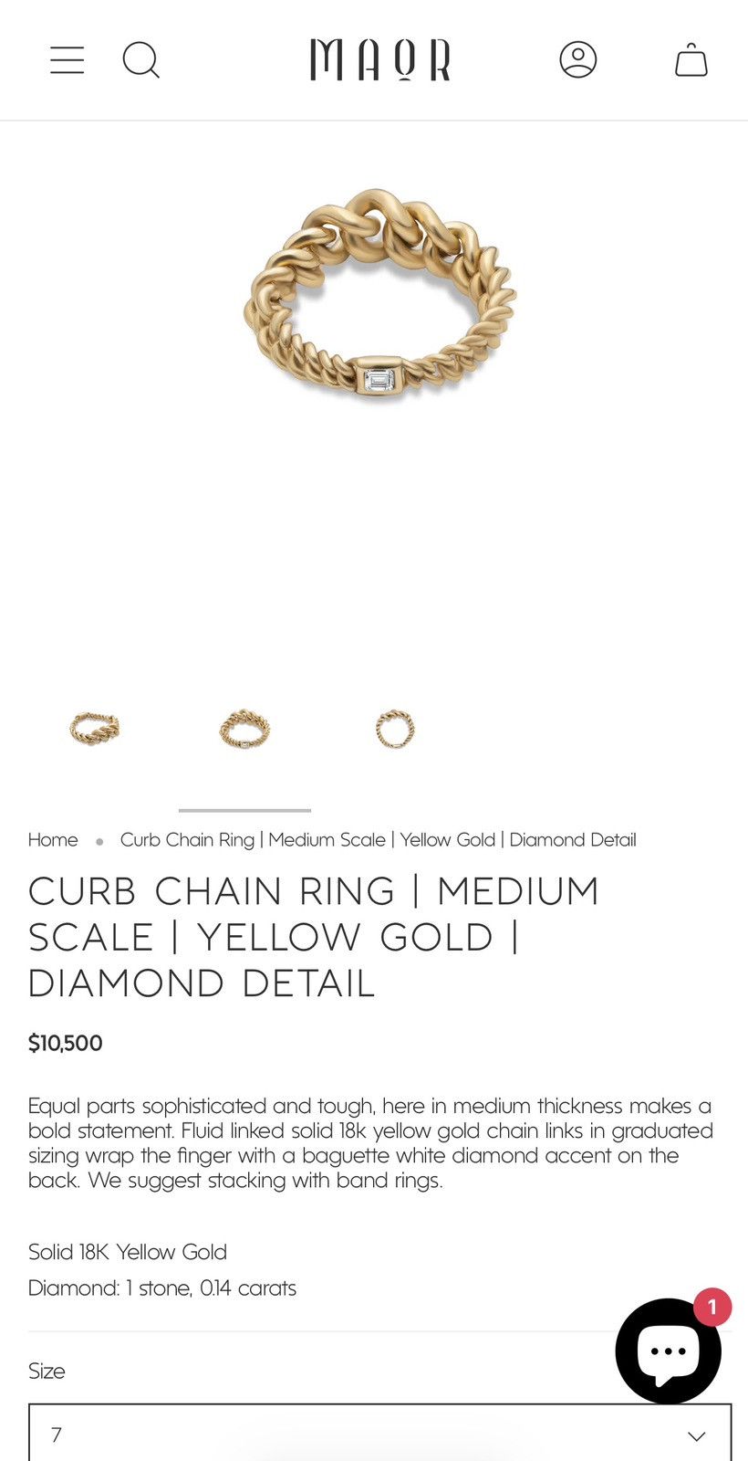 M.Cohen MAOR 18k Gold Curb Ring size 7 Size ONE SIZE - 2 Thumbnail