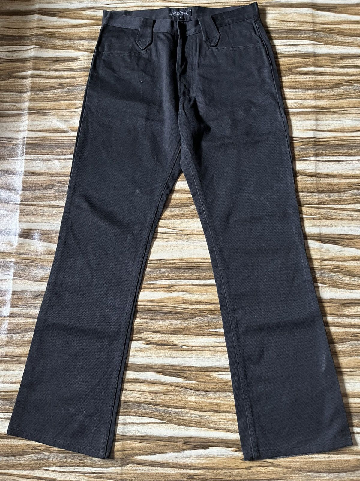 RIPVANWINKLE 🇯🇵Y2K Workwear Bootcut Black Jeans Button Corduroy Flare Size US 32 / EU 48 - 2 Thumbnail