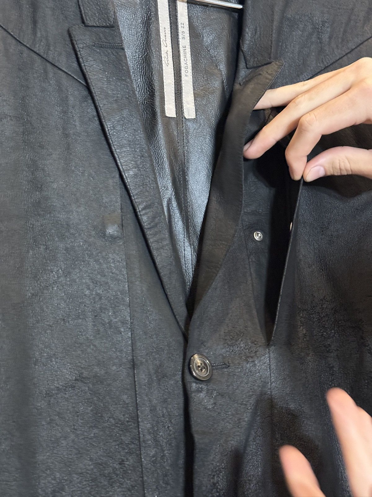 Rick Owens Leather trench coat, unlined, blistered leather Size US L / EU 52-54 / 3 - 8 Thumbnail