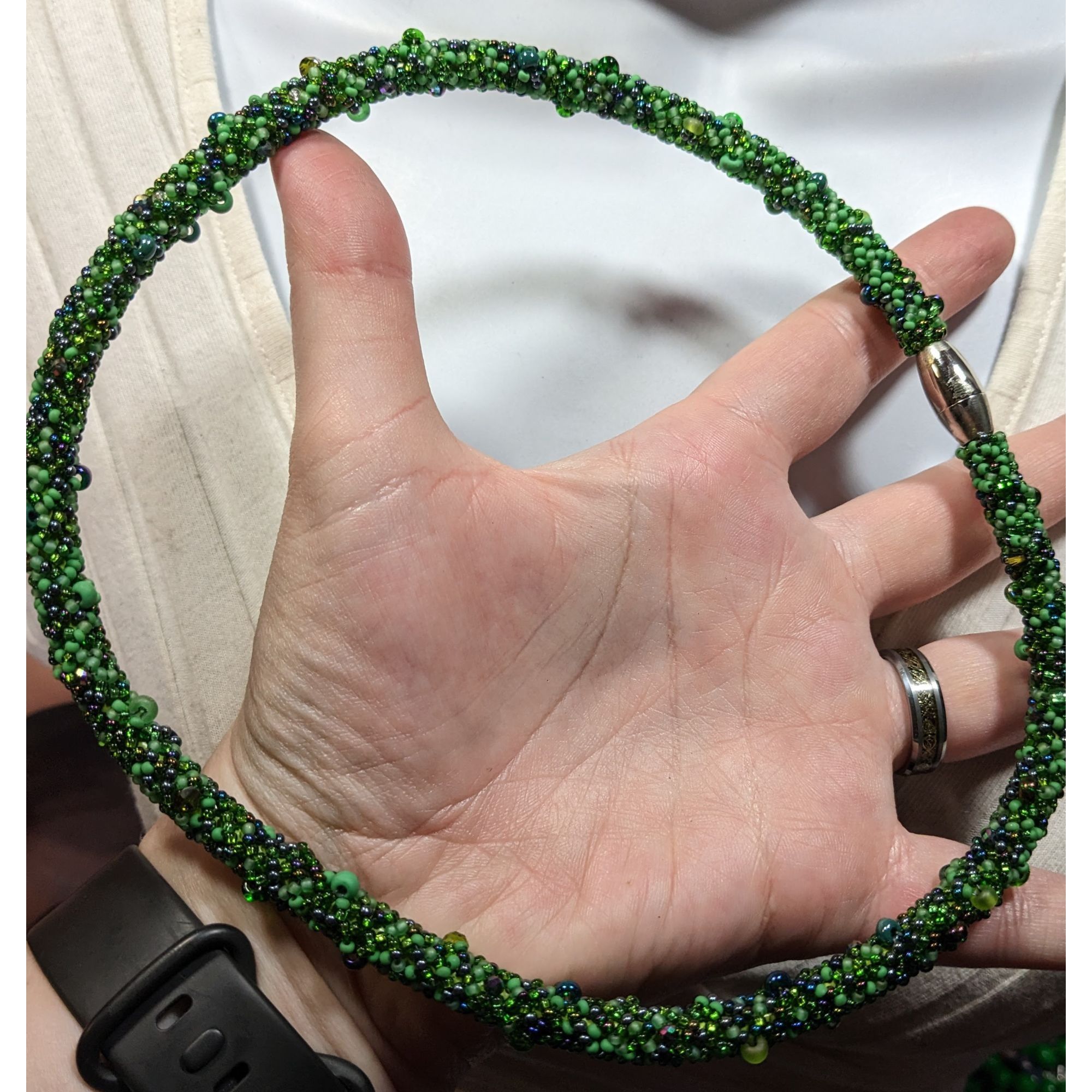 Other Fantasy Fairycore Green Glass Beaded Collar Necklace Size ONE SIZE - 5 Thumbnail