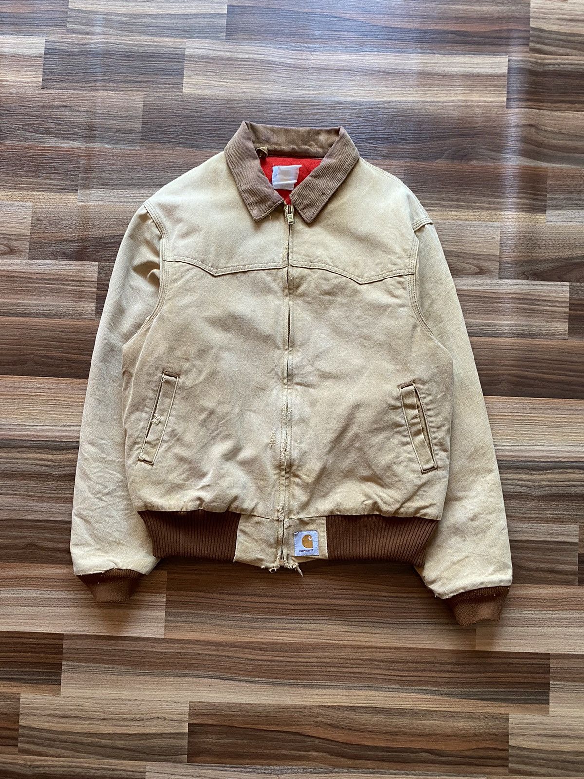 Pre-owned Carhartt X Vintage Carhartt Santa Fe Jacket 80's In Beige