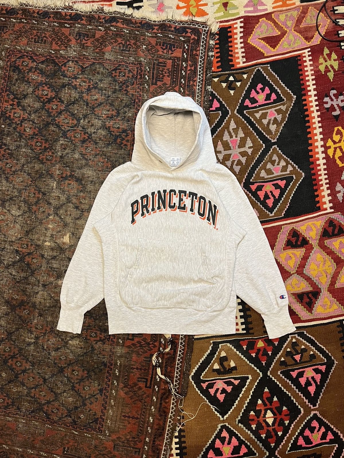 image of Vintage Princeton Champion Reverse Weave Hoodie in Heaher Gray, Men's (Size Medium)