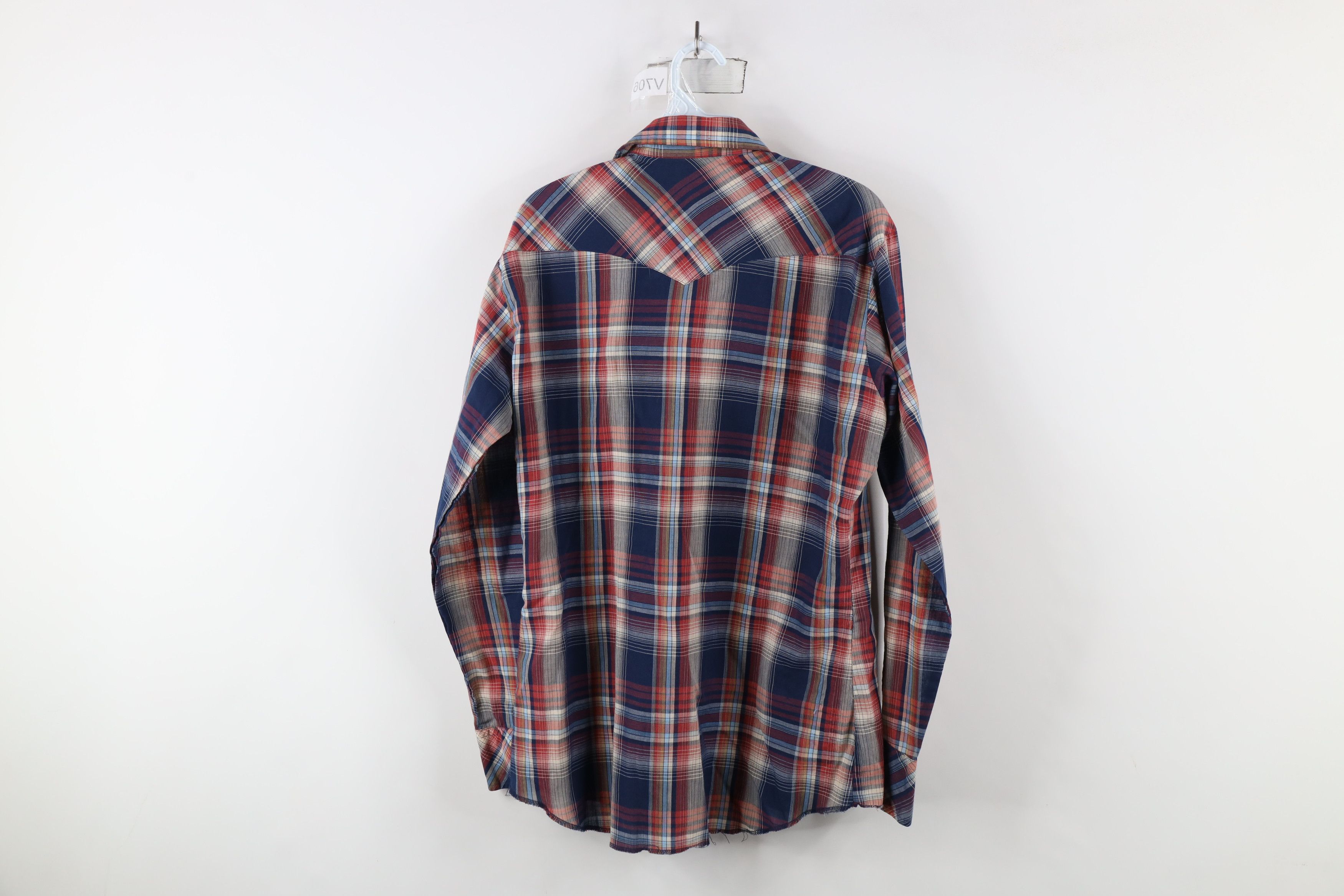 Vintage × Wrangler Vintage 70s Wrangler Western Pearl Snap Button Shirt Plaid Size US L / EU 52-54 / 3 - 13 Thumbnail