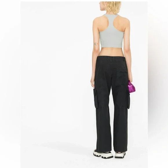 Off-White o1mle0425 70s Type Logo Rib Rowing Crop Tank Top in Grey Size L / US 10 / IT 46 - 2 Thumbnail