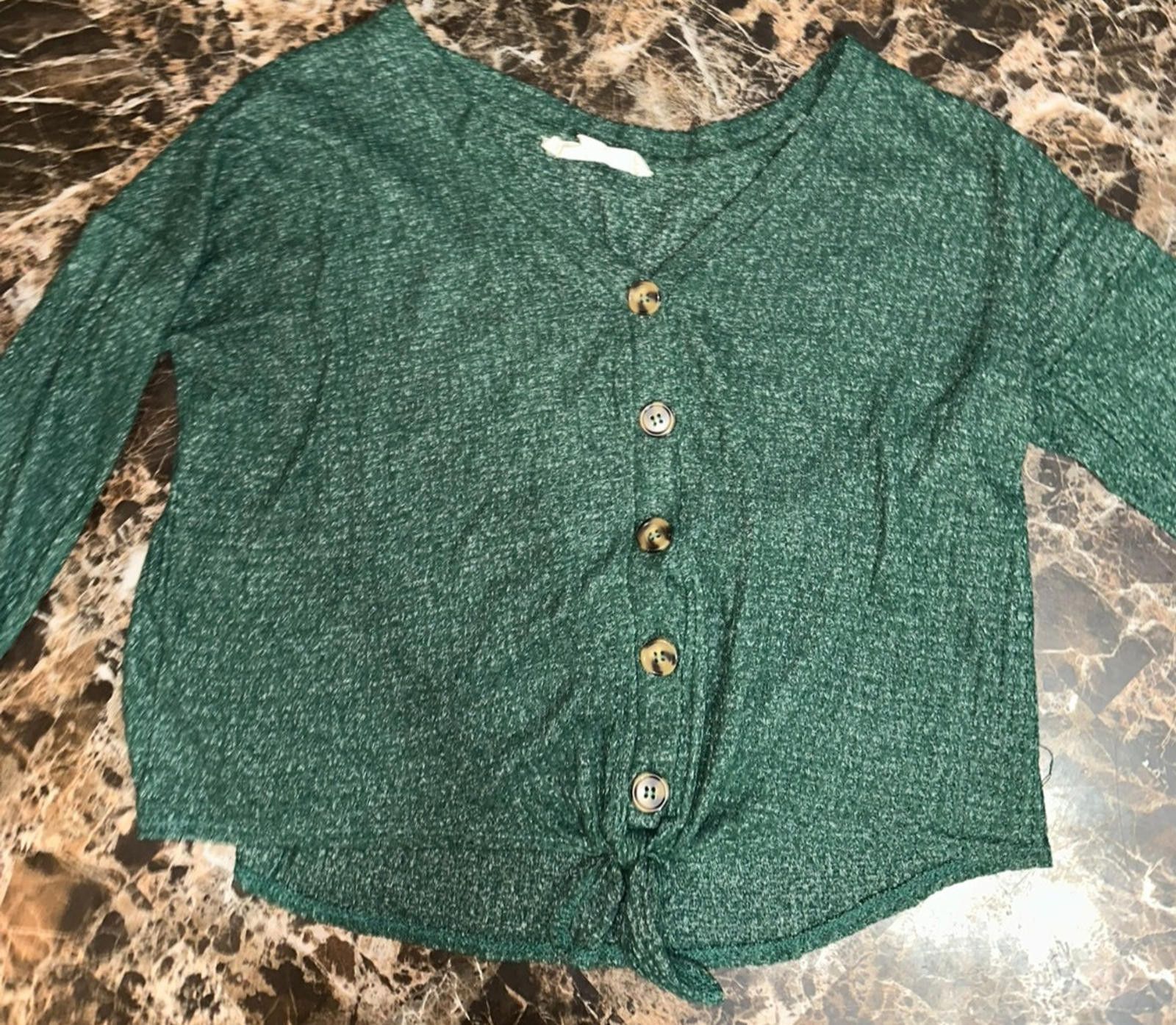 Designer Pink Rose Women’s Large Casual Blouse Soft Knit Green Size L / US 10 / IT 46 - 1 Thumbnail