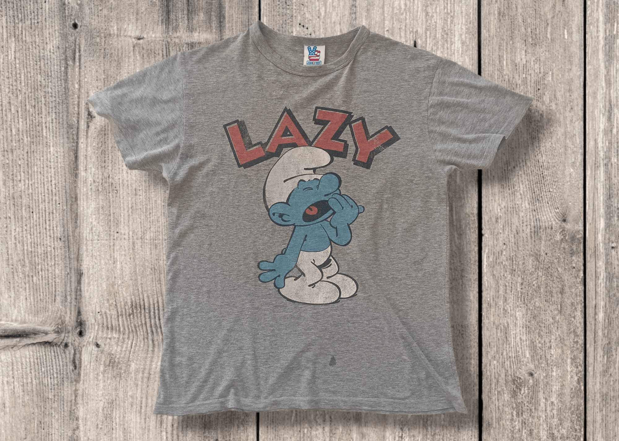 Junk Food Lazy Smurf | Vintage Shirt Size US L / EU 52-54 / 3 - 1 Thumbnail