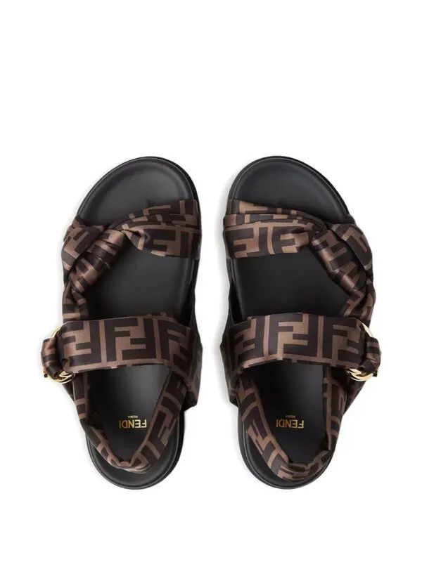 Fendi os11x0526 FF Satin Sandals in Brown Size US 10 / IT 40 - 3 Thumbnail
