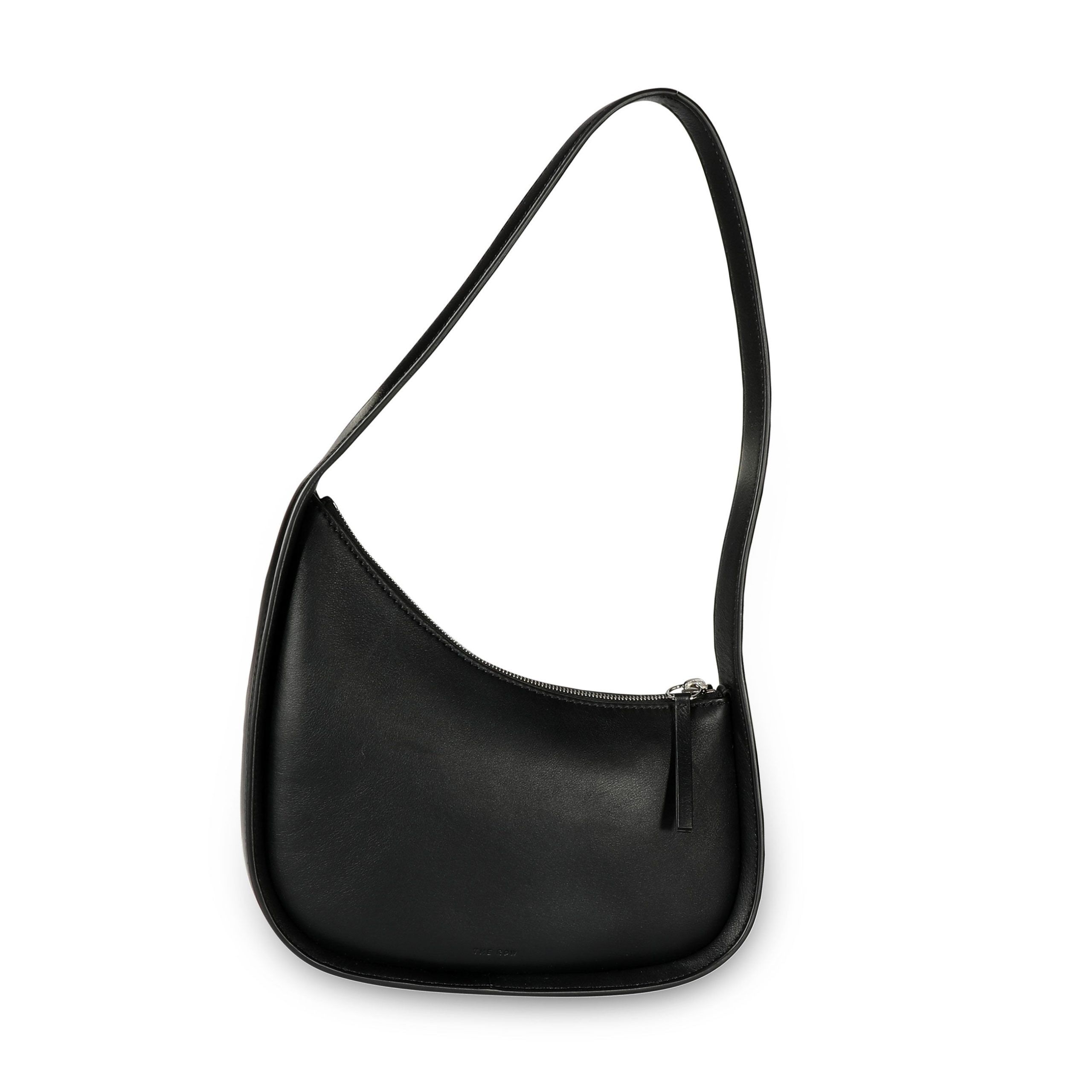 image of The Row Black Calfskin Leather Half Moon Bag, Women's