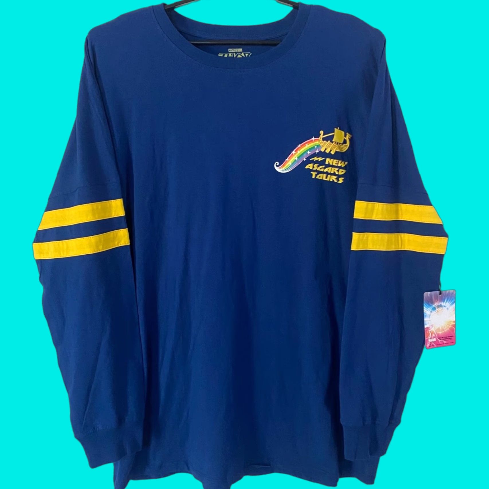 Vintage Marvel Studios Thor Love And Thunder Shirt Long-Sleeve Mens XL New Asgard Blue Cotton Graphic Print T-Shirt Size US XL / EU 56 / 4 - 1 Thumbnail