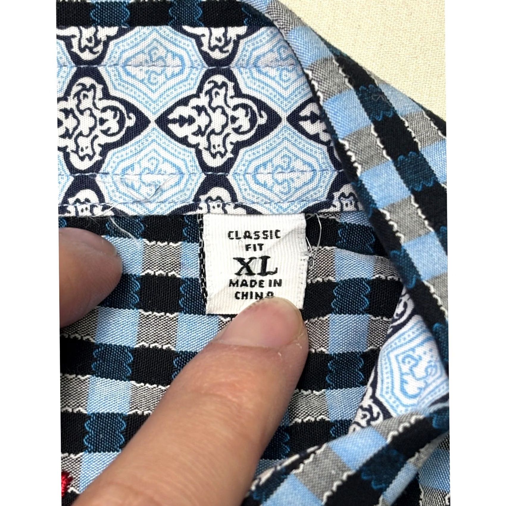 Robert Graham Robert Graham Mens XL Classic Fit Blue Gingham Check Cotton Button Down Shirt Size US XL / EU 56 / 4 - 5 Thumbnail