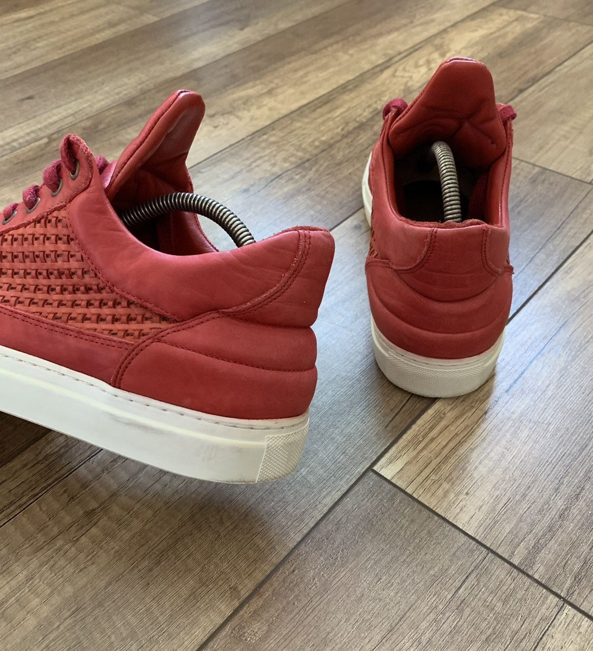 Filling Pieces Filling Pieces High Mid Top Red Leather Sneakers Shoes Size US 9.5 / EU 42-43 - 8 Thumbnail