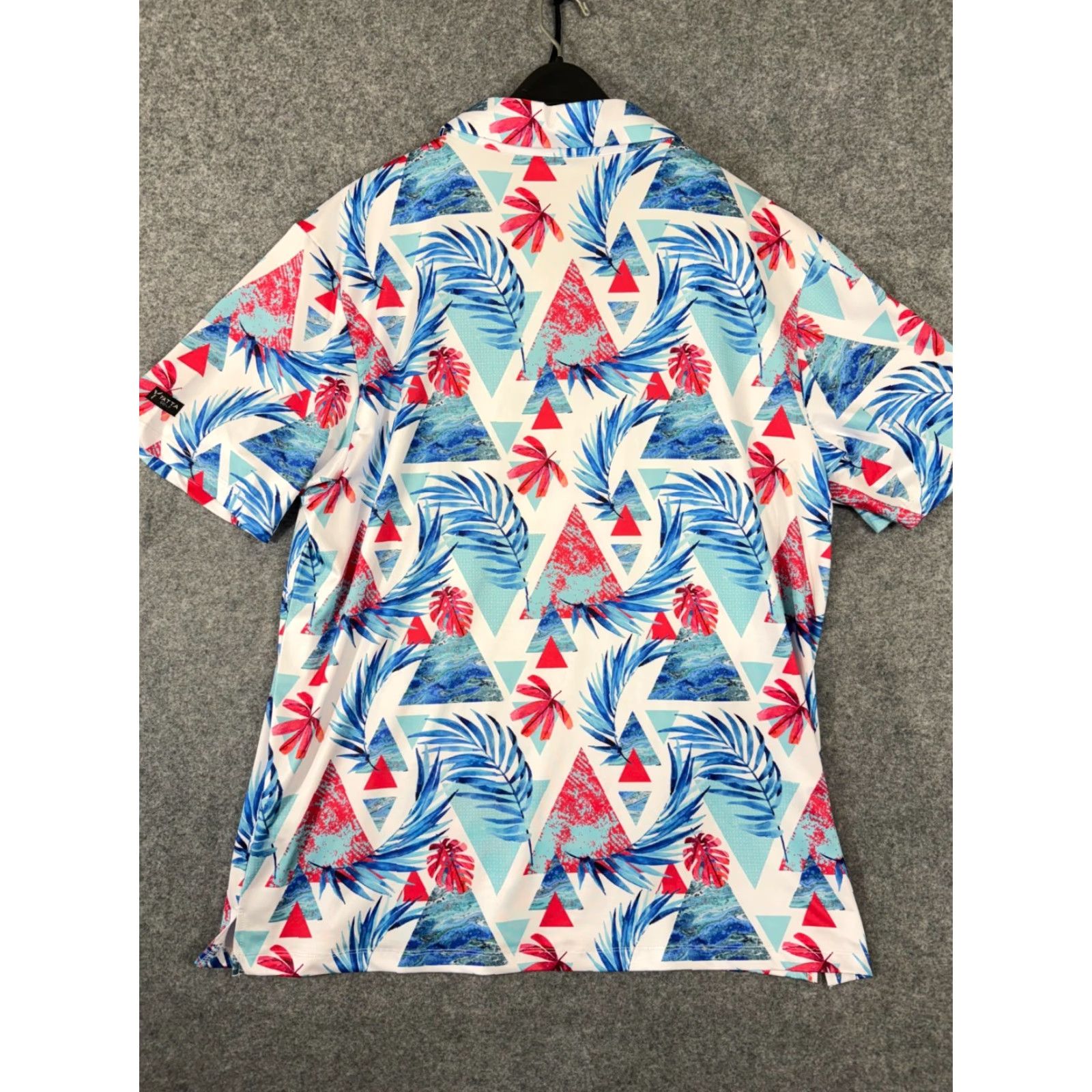 Vintage Yatta Polo Shirt Mens 2XL Blue White Floral Golf Performance Stretch Outdoor Short Sleeve Shirt Size US XXL / EU 58 / 5 - 7 Thumbnail