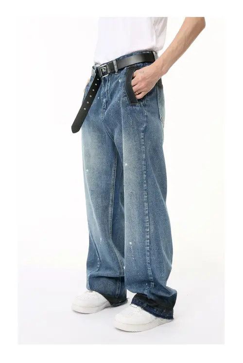 Other Vintage Washed Blue Graffiti Straight Jeans Size US 32 / EU 48 - 3 Thumbnail