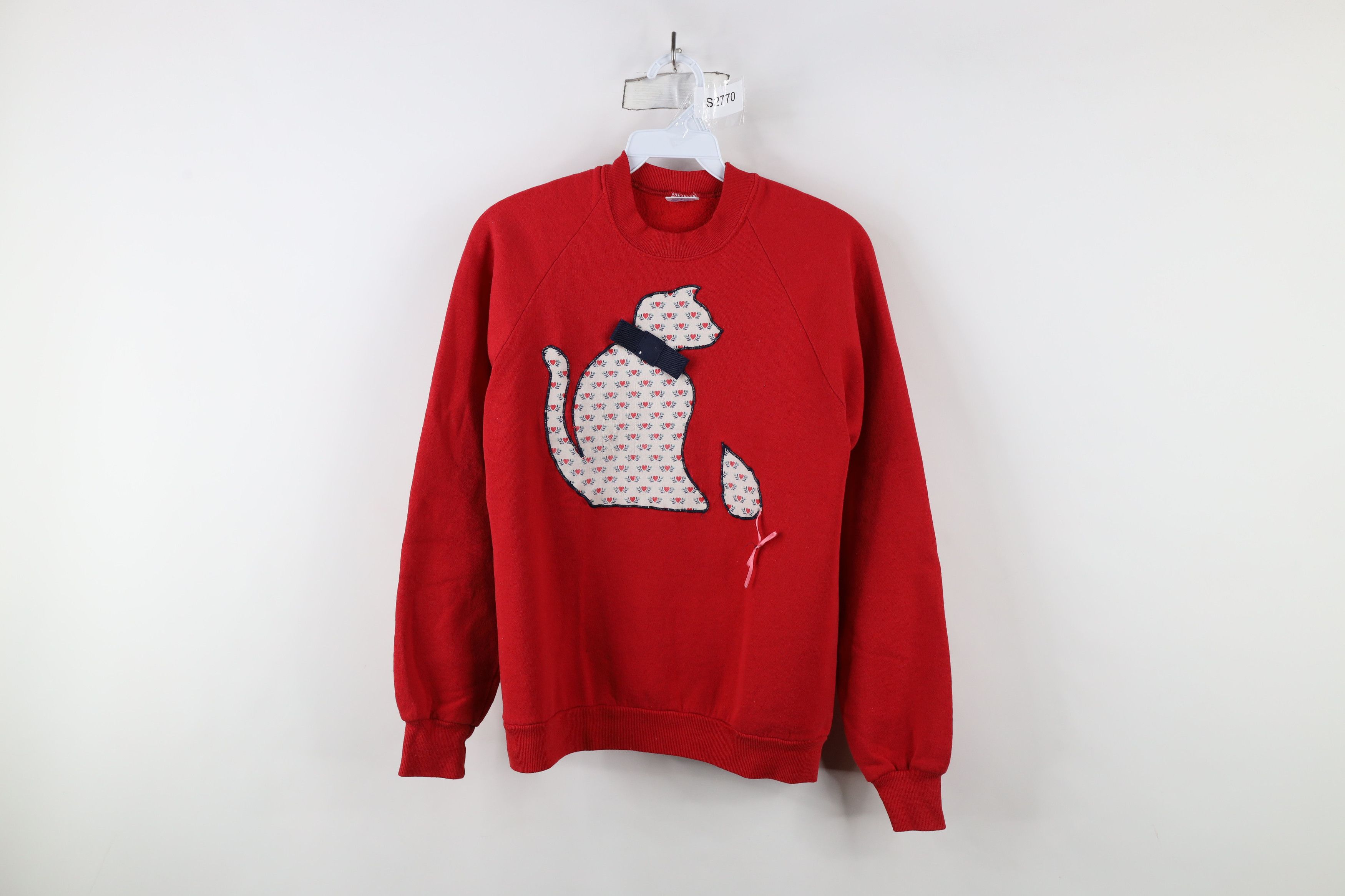 Vintage Vintage 90s Streetwear Patch Cat Kitten Mouse Sweatshirt USA Size M / US 6-8 / IT 42-44 - 1 Thumbnail