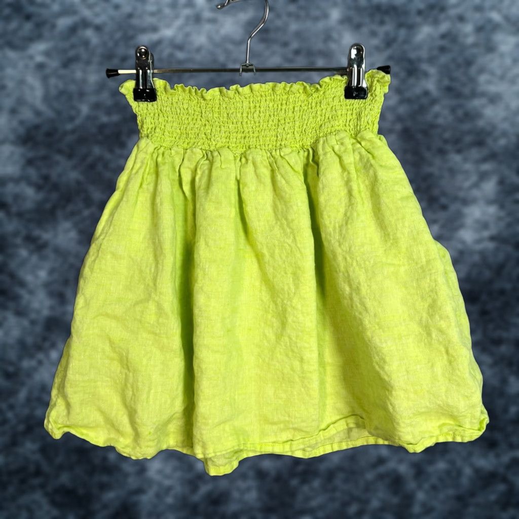 Cynthia Rowley Cynthia Rowley Skirt Womens Size Small Short A-Line Linen Neon Green Smocked Waist Casual Spring Summer Vintage No Size 28" / US 6 / IT 42 - 1 Thumbnail