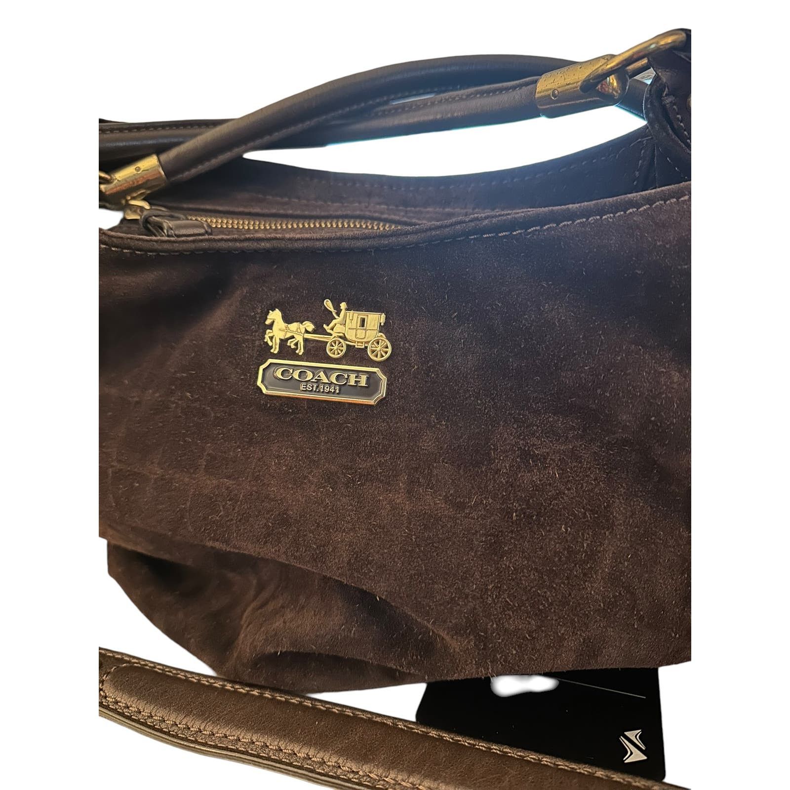 image of Coach Shoulder Bag/handbag F1073-15920 Brown Suede, Women's