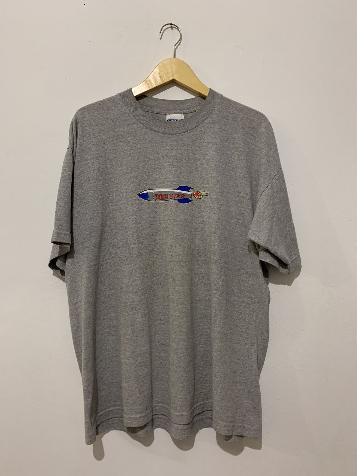 image of Hook Ups x Vintage Pornstar Skateboards Rocket Shirt in Grey, Men's (Size XL)