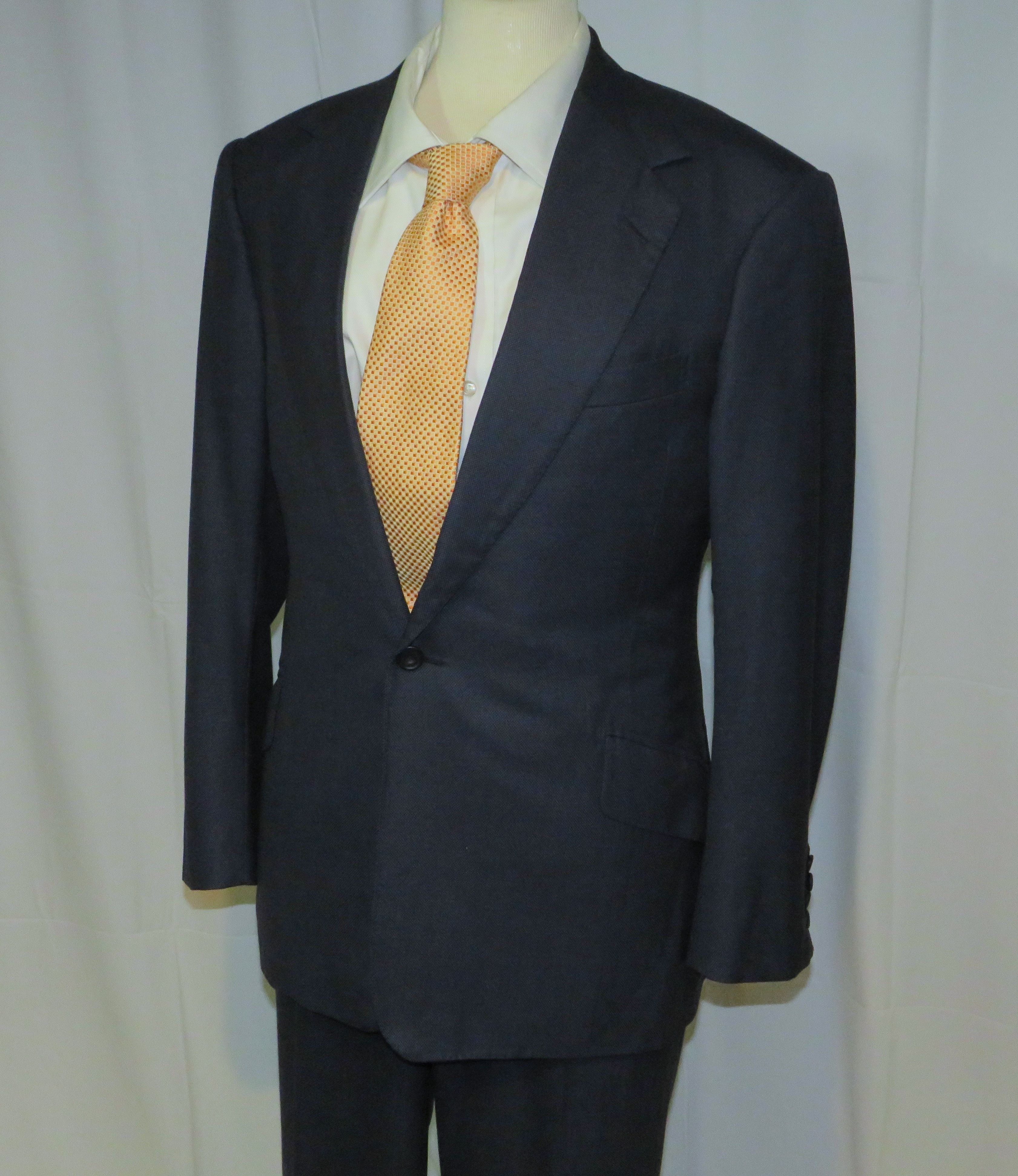 Huntsman × Savile Row Bespoke 2022 Navy Blue Birdseye One Button Suit 34S Size 34S - 9 Thumbnail