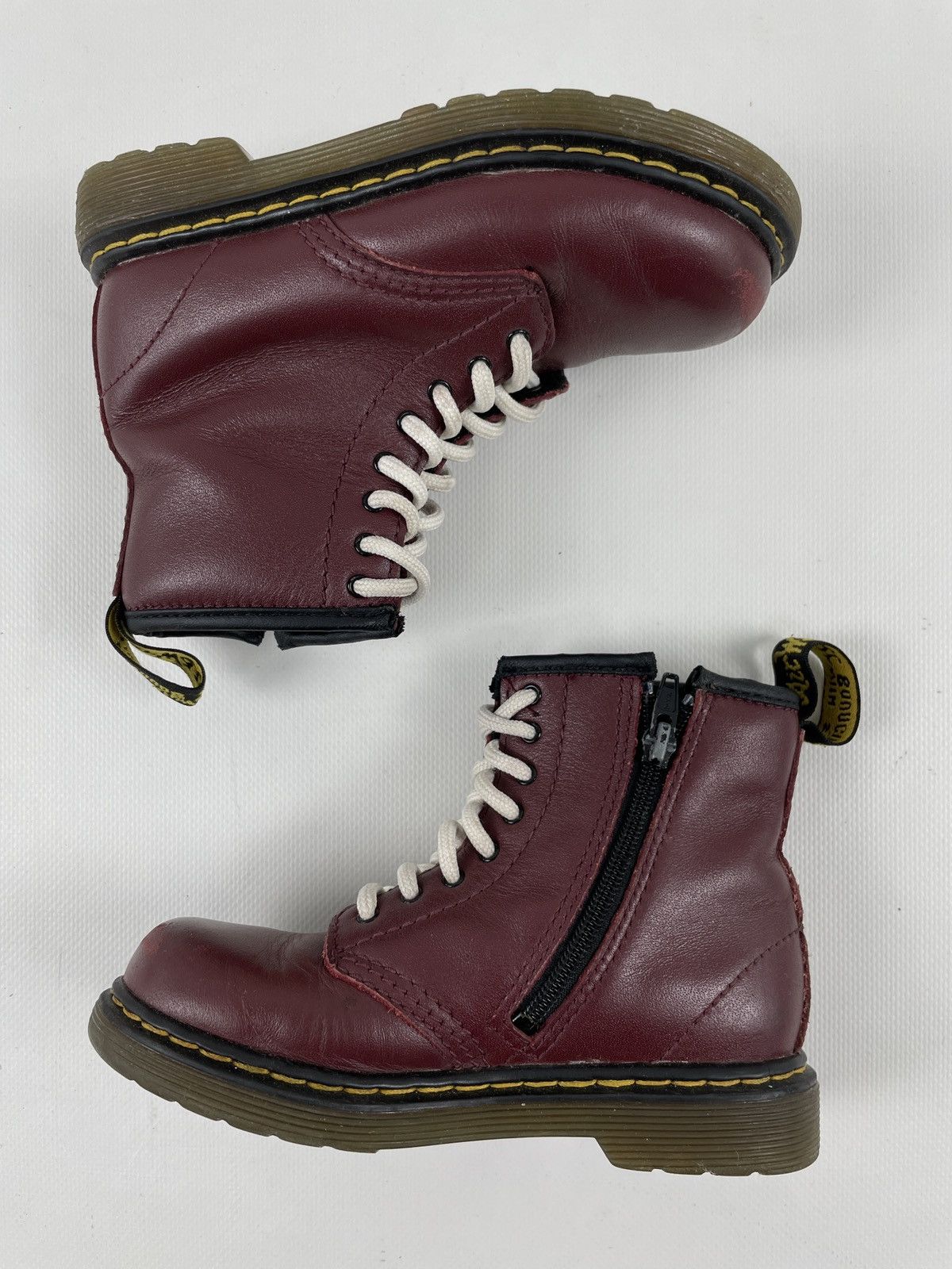 Children of the discordance × Dr. Martens × Red Wing Unisex DR.MARTENS Brooklee 1460 Leather Cherry Zip High-Top Boots Kids UK9 US 10 Size US 4 / IT 34 - 12 Thumbnail