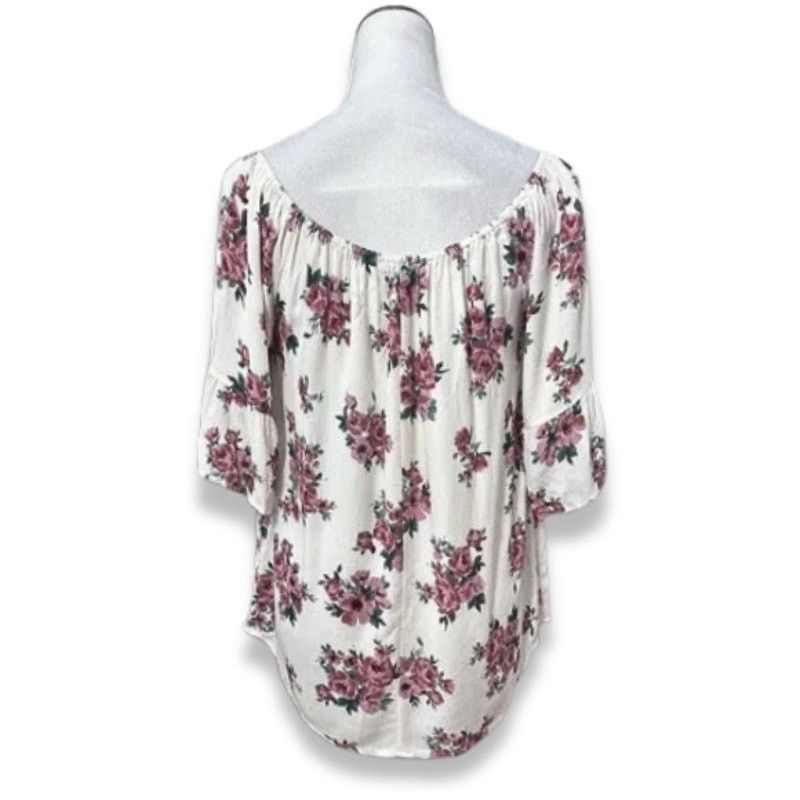 Other West Kei Floral Blouse 3/4 Sleeves Boat Neck Women's White M Size M / US 6-8 / IT 42-44 - 4 Thumbnail