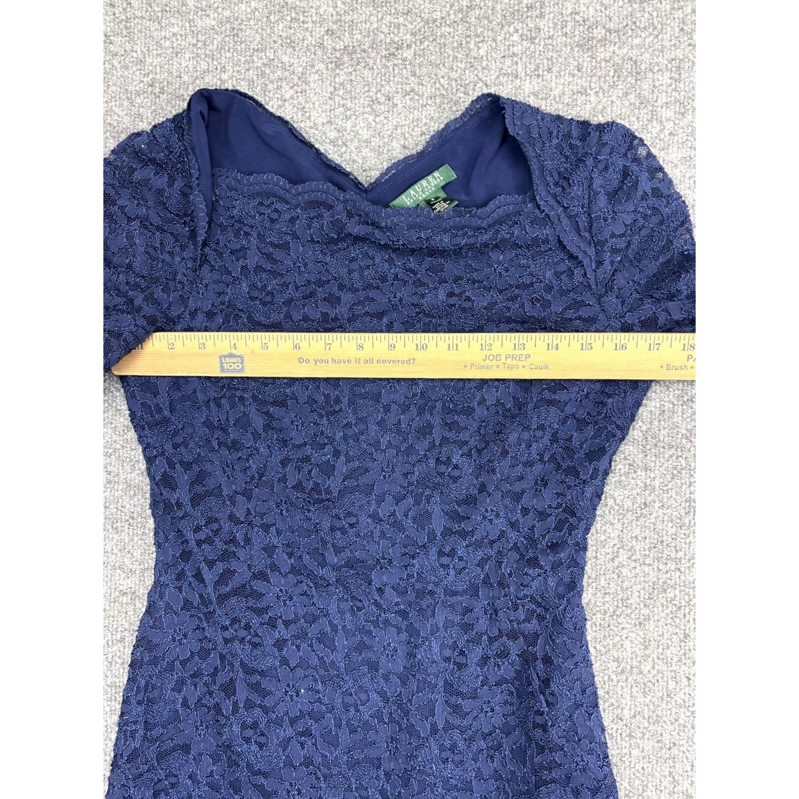 Ralph Lauren Lauren Ralph Lauren Dress Womens 8 Blue Lace 3/4 Sleeve Sheath Party Cocktail Size M / US 6-8 / IT 42-44 - 4 Thumbnail