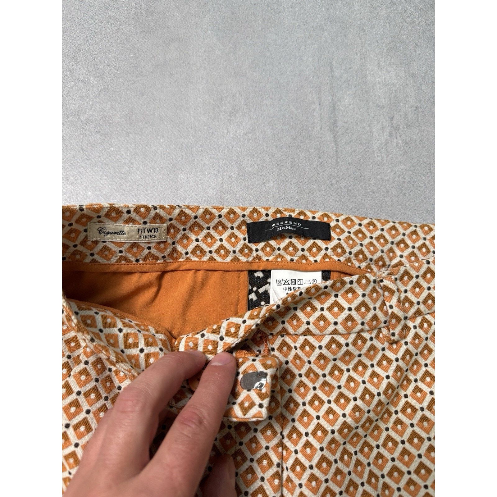 Weekend Max Mara WEEKEND MAX MARA Orange Patterned Papaya Trousers Size 26" / US 2 / IT 38 - 11 Thumbnail