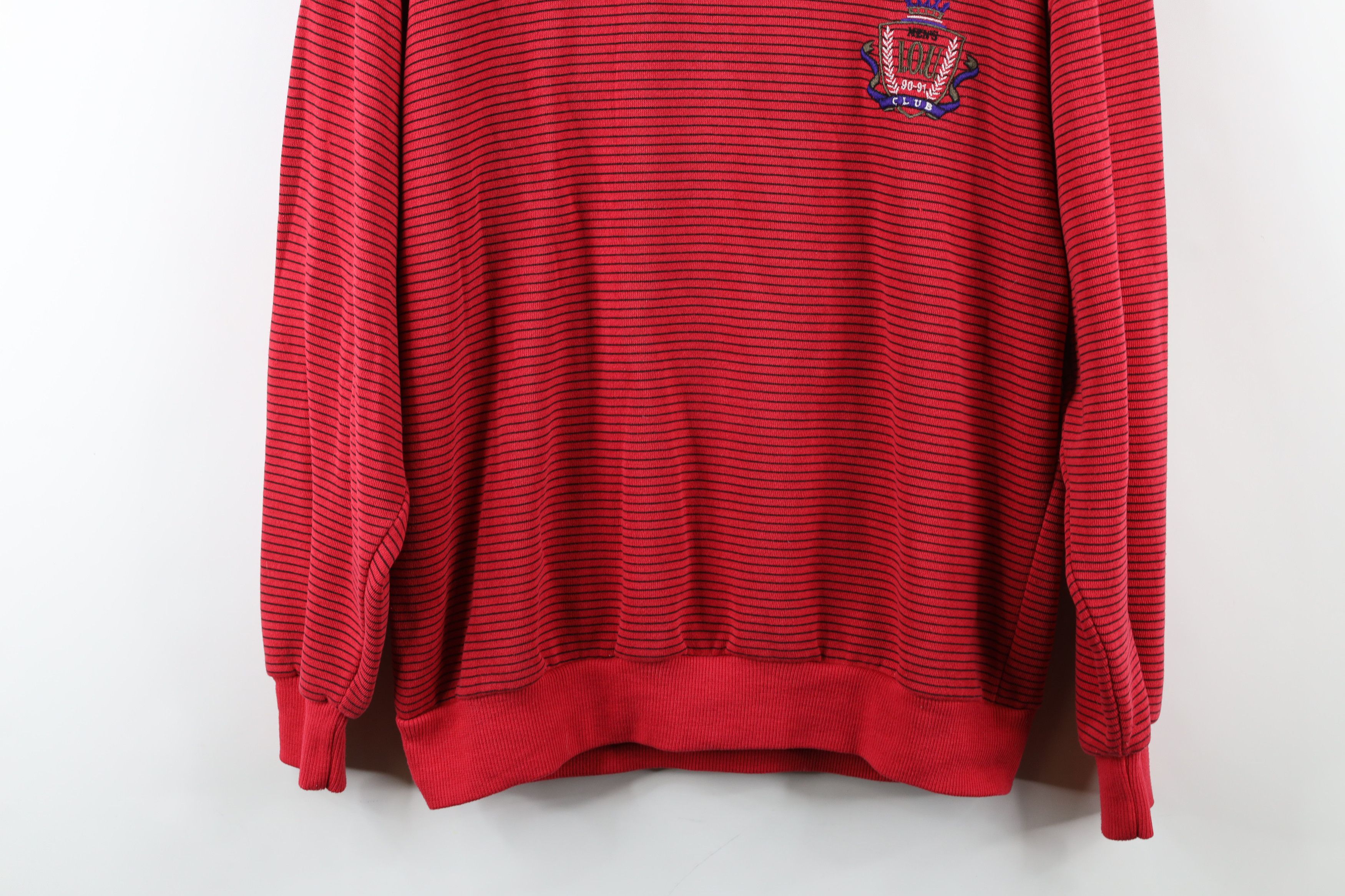 Vintage Vintage 90s IOU Striped Spell Out Mock Neck Sweatshirt Red Size US S / EU 44-46 / 1 - 3 Thumbnail
