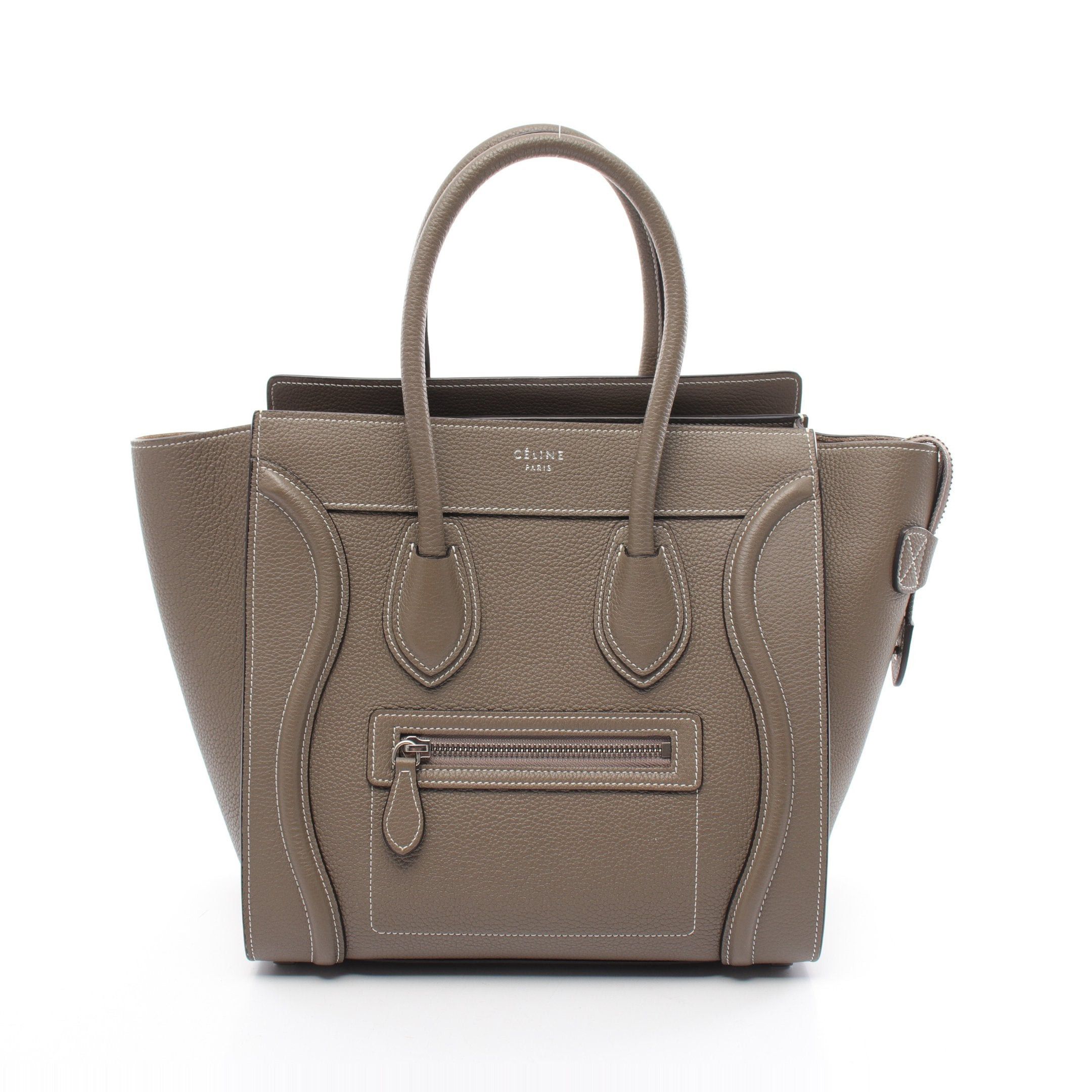 Celine Celine Luggage Micro Shopper Handbag Tote Bag Leather Gray Size ONE SIZE - 1 Thumbnail