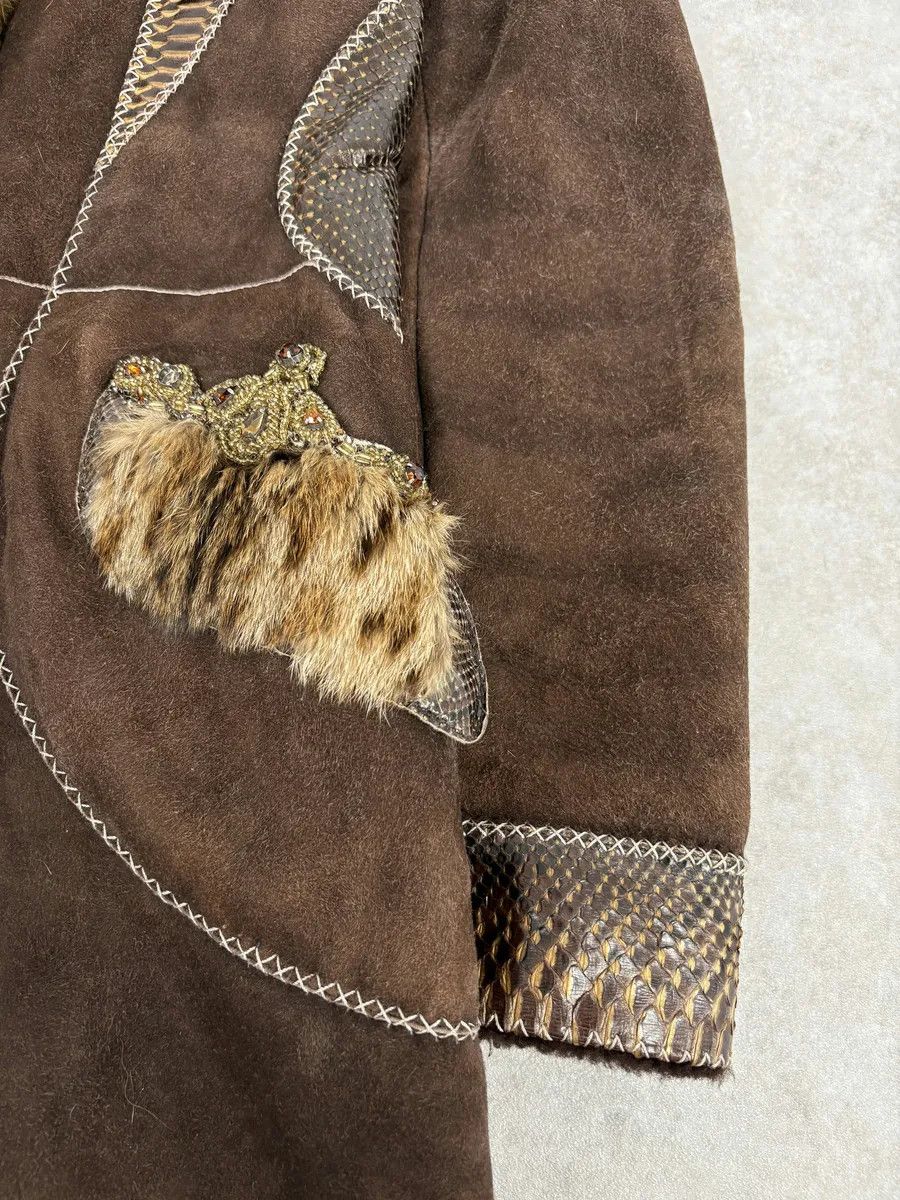 Roberto Cavalli FW2006 Roberto Cavalli Long Hybrid Brown Fur Python Leather Jacket Size XS / US 0-2 / IT 36-38 - 8 Thumbnail