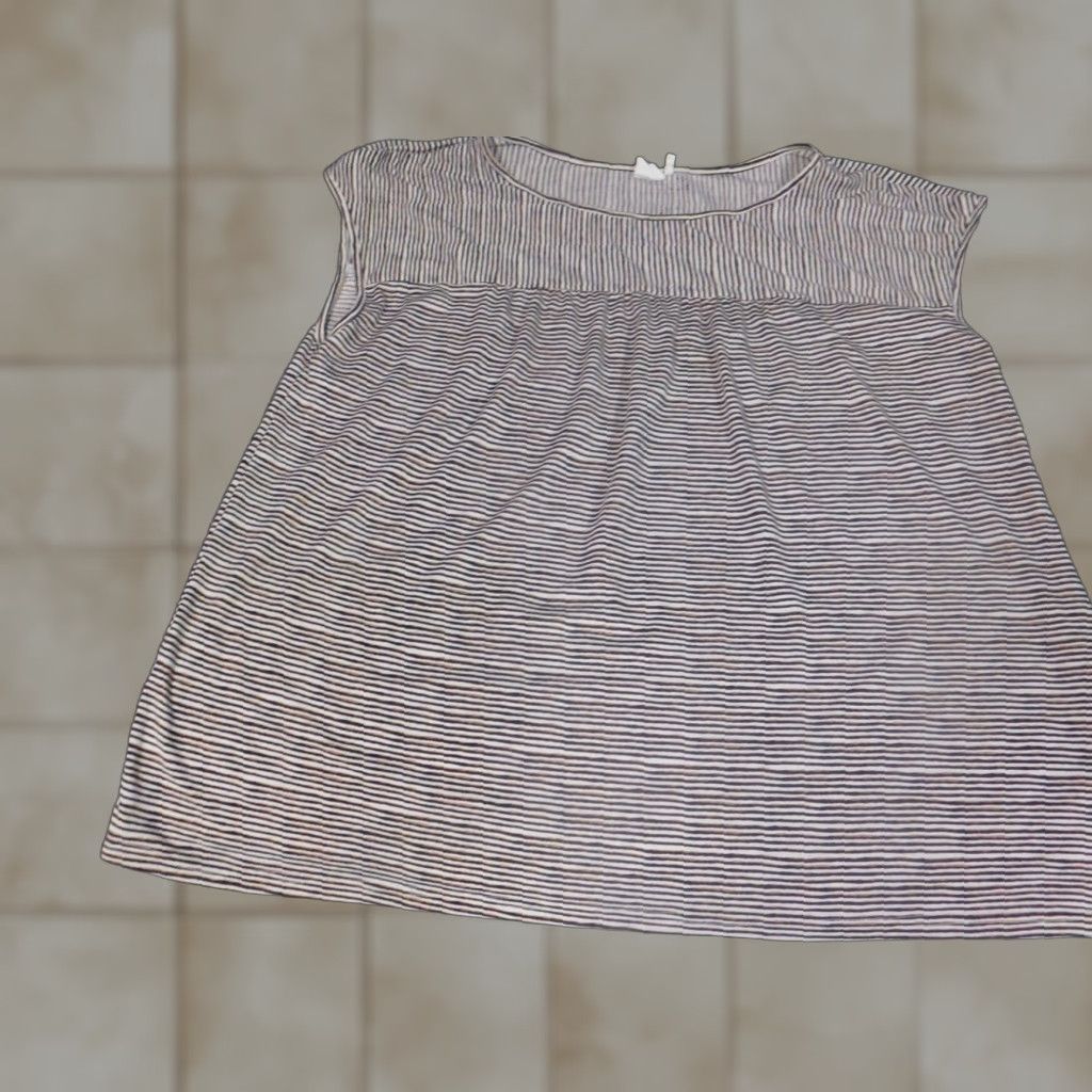 Vintage Suzanne Betro Womens Blouse 2X Purple Striped Short Sleeve Pullover Denim Polyester Button Regular Plus Size Women Size XXL / US 16-18 / IT 52-54 - 1 Thumbnail