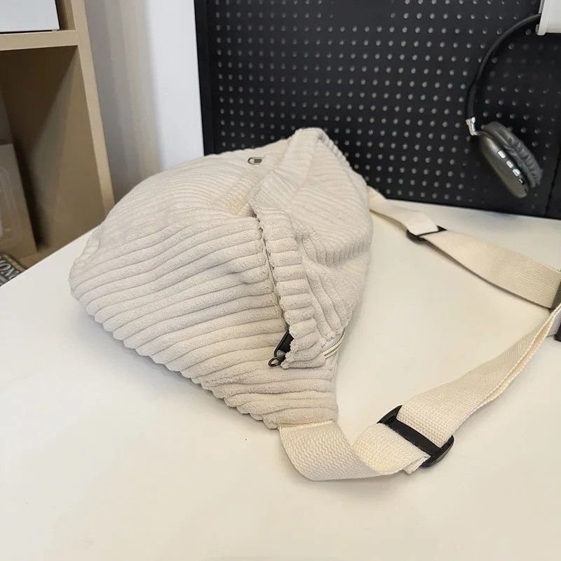Japanese Brand Unisex Large Capacity Corduroy Chest Bags Size ONE SIZE - 5 Thumbnail
