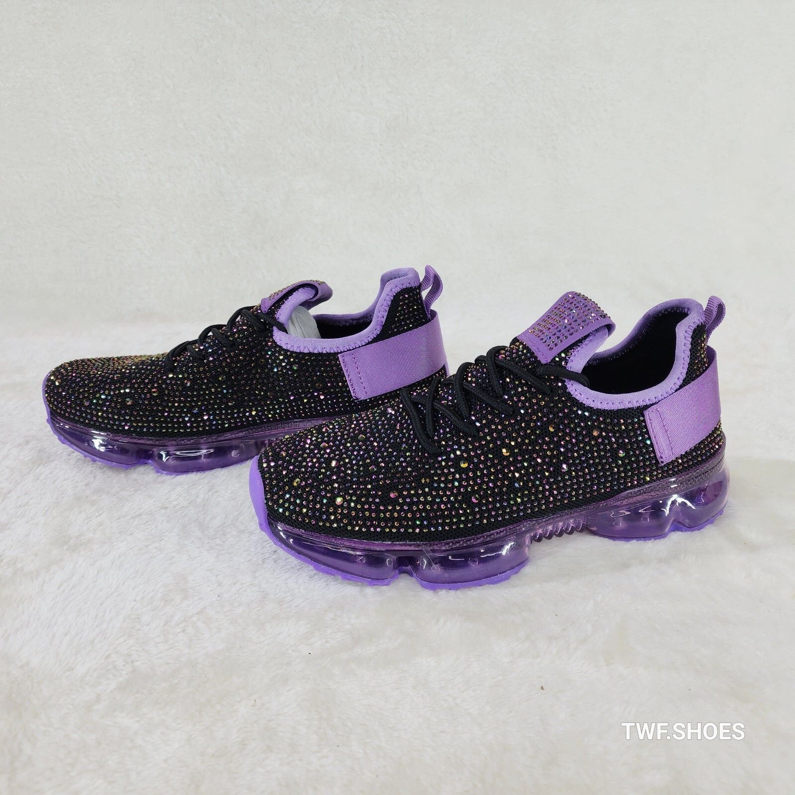 Other Dazzle Glow Purple Slip On Pull Tie Comfy Rhinestone Tennis Size US 7.5 / IT 37.5 - 1 Thumbnail