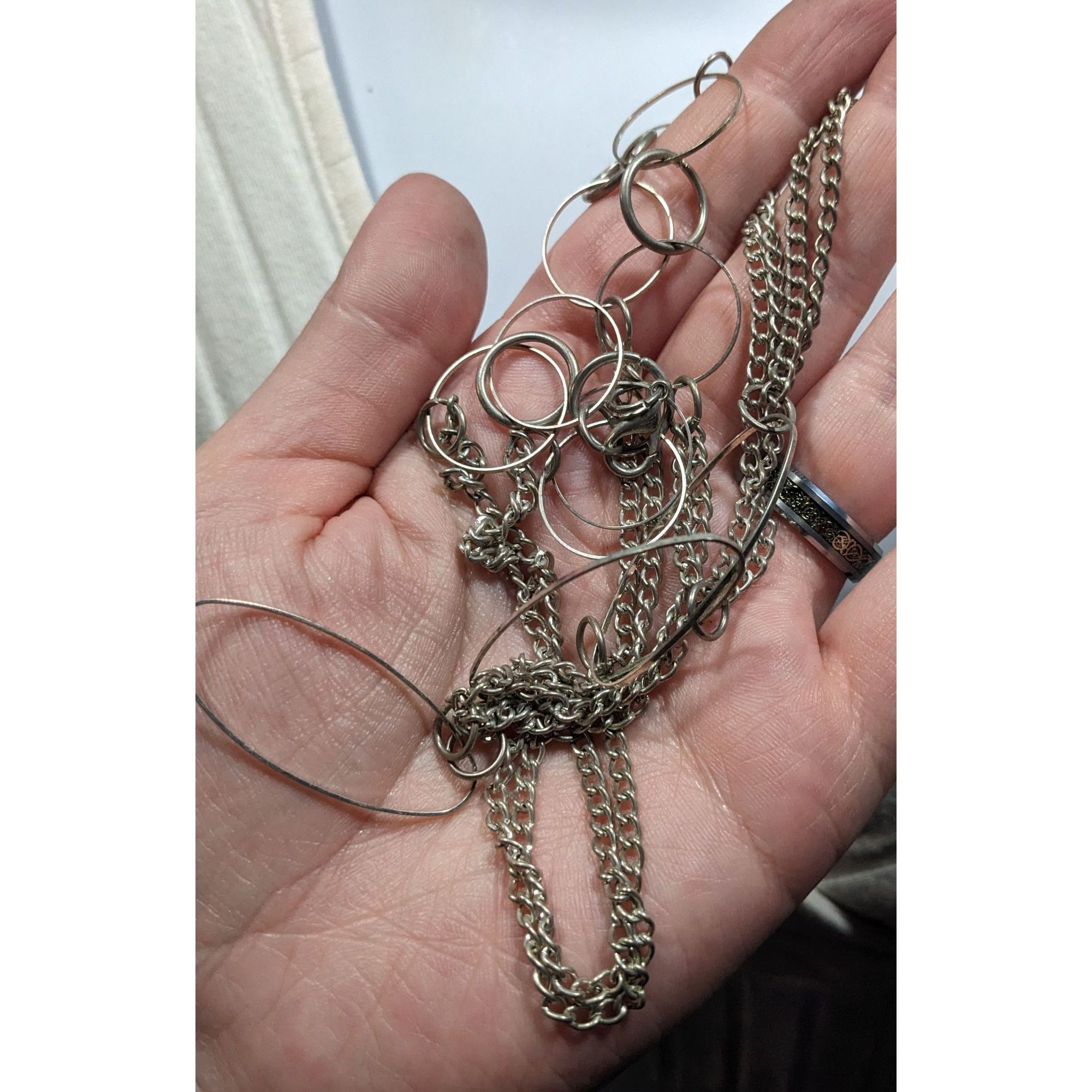 Other Open Link Silver Tone Layered Chain Necklace Size ONE SIZE - 6 Thumbnail