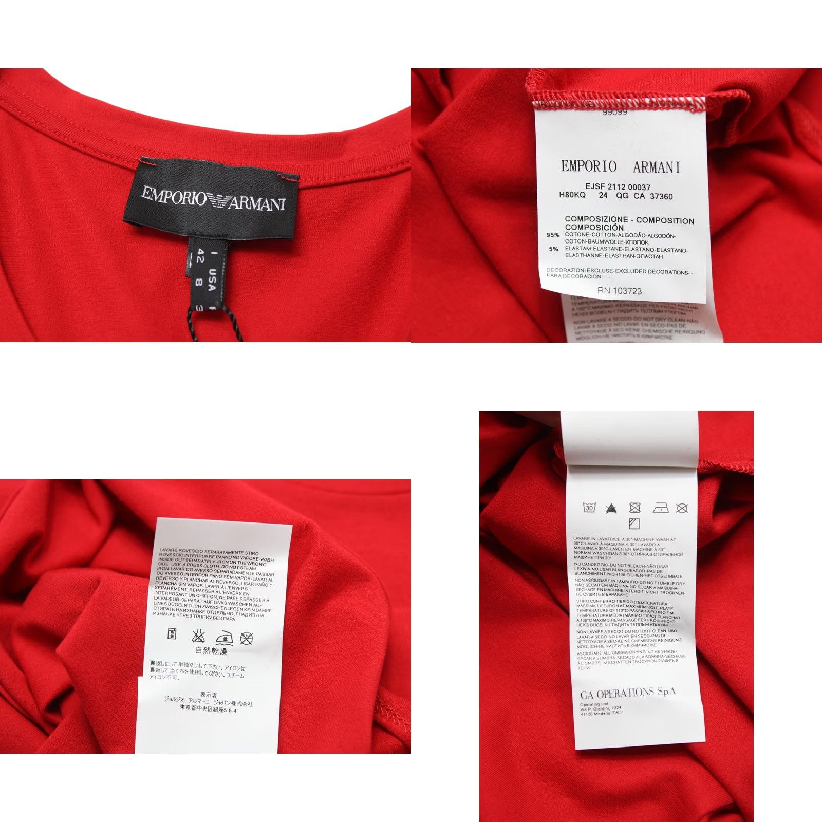 Emporio Armani EMPORIO ARMANI T-Shirt Women's UK 12 Pullover Red Stretchy Round Neck Size XL / US 12-14 / IT 48-50 - 8 Thumbnail