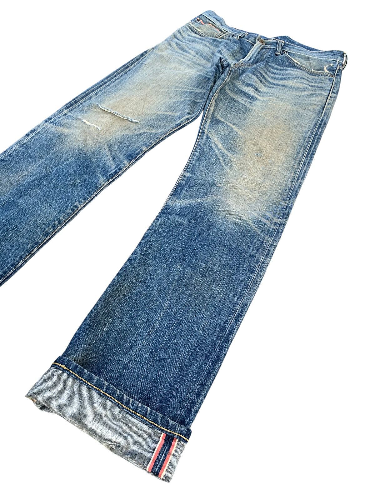 Edwin VINTAGE EDWIN 505zx SELVEDGE BUCKLE BACK DISTRESSED DENIM Size US 33 - 5 Thumbnail