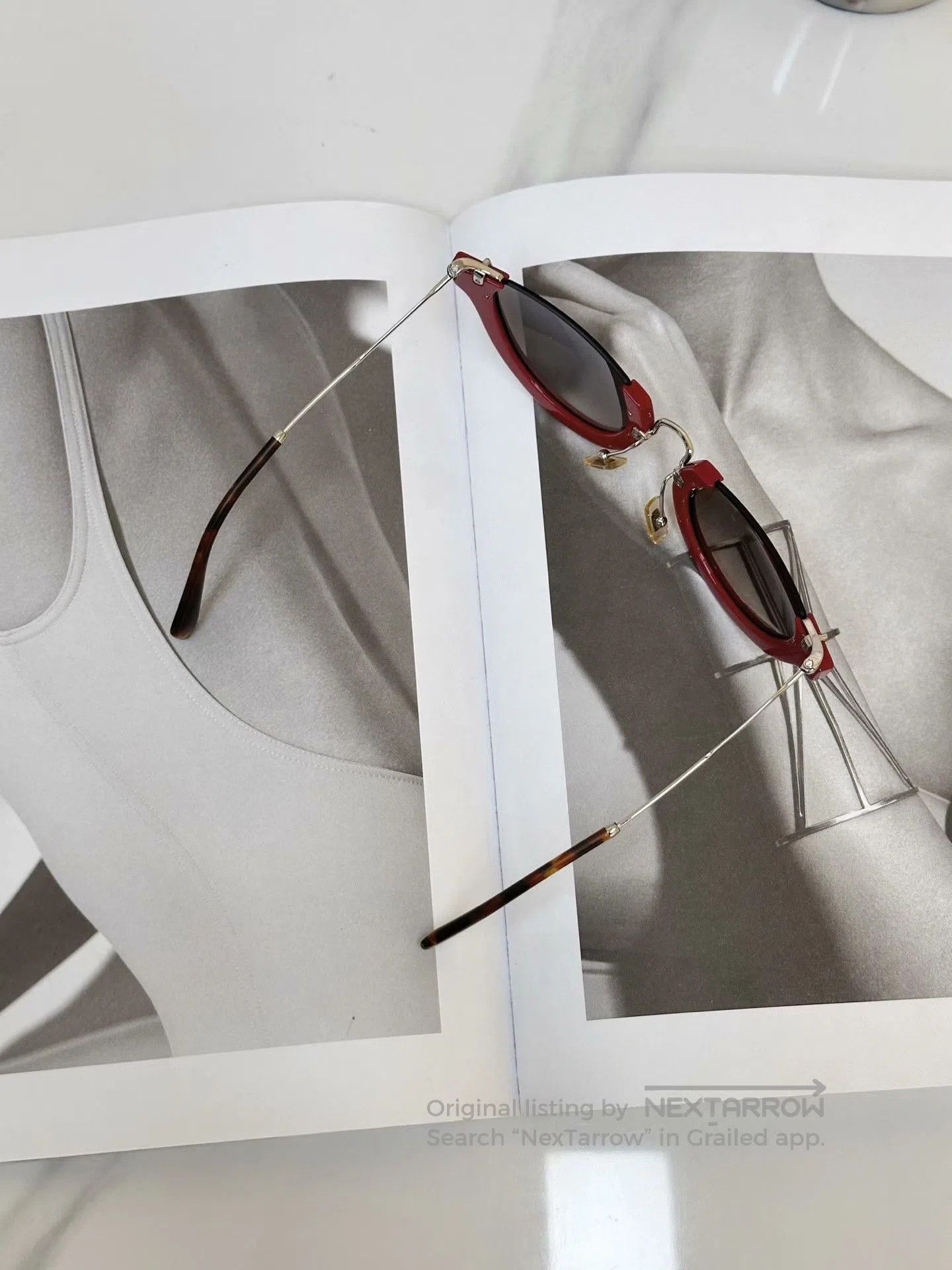 Miu Miu MIUMIU Red Half-Frame Casual Sunglasses. Size ONE SIZE - 5 Thumbnail