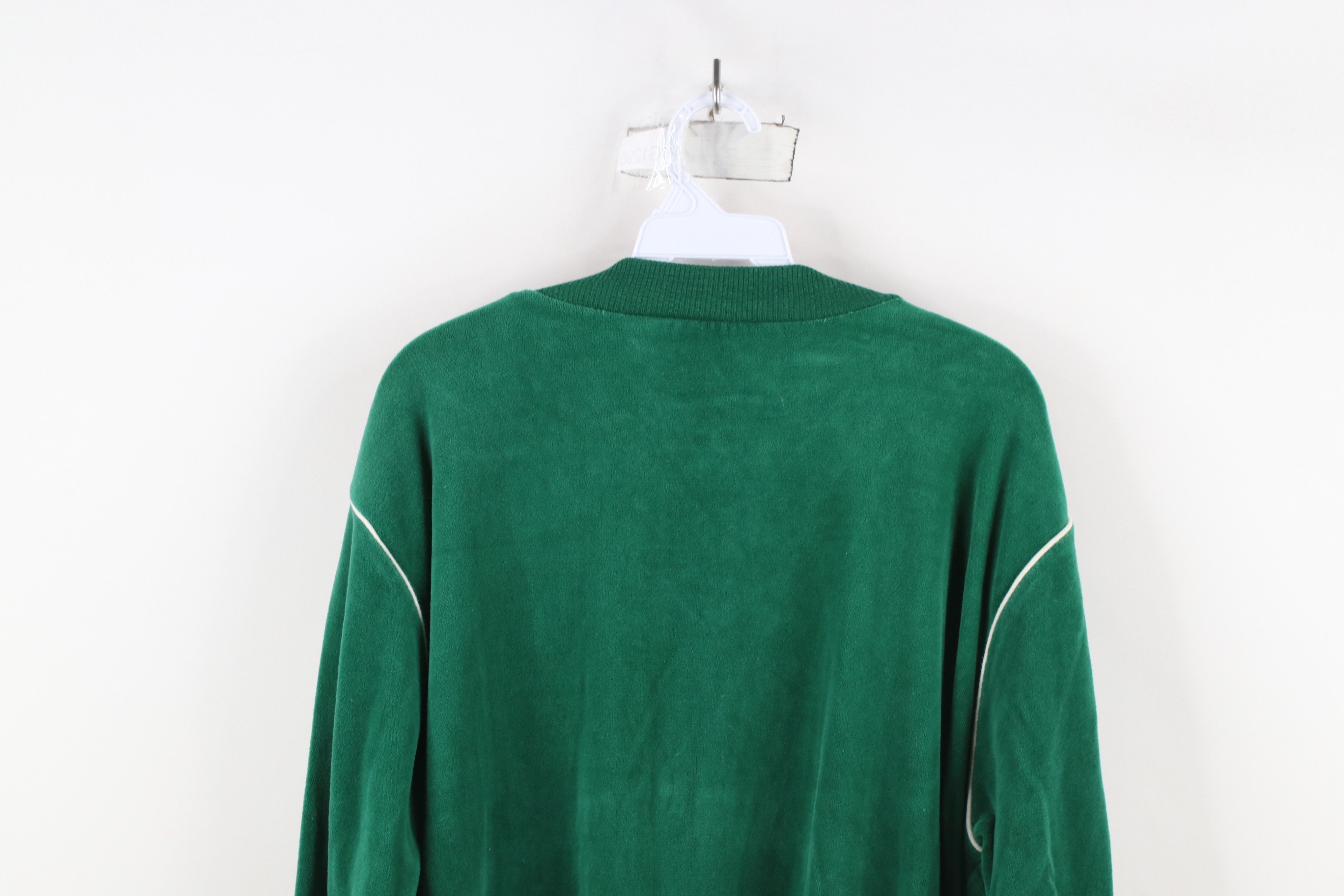 Vintage Vintage 70s Streetwear Block Velour V-Neck Sweater Green Size US XL / EU 56 / 4 - 9 Thumbnail