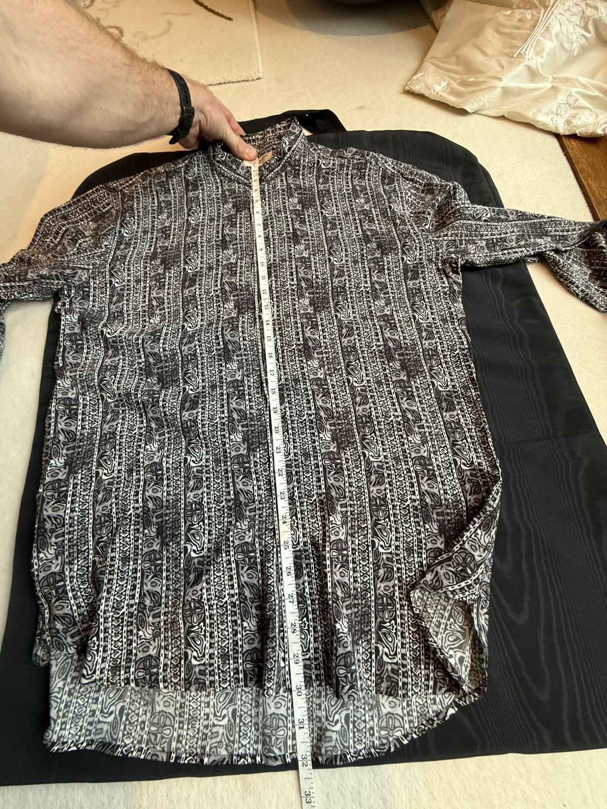 Saint Laurent Paris SS18 Saint Laurent silk henley clover shirt floral paisley Size US L / EU 52-54 / 3 - 7 Thumbnail