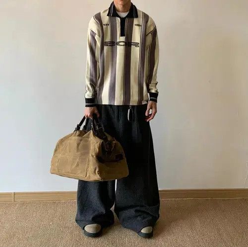 VIBE Hitomi x Emiko Vintage Football Striped Long Sleeve Polo Size US L / EU 52-54 / 3 - 8 Thumbnail
