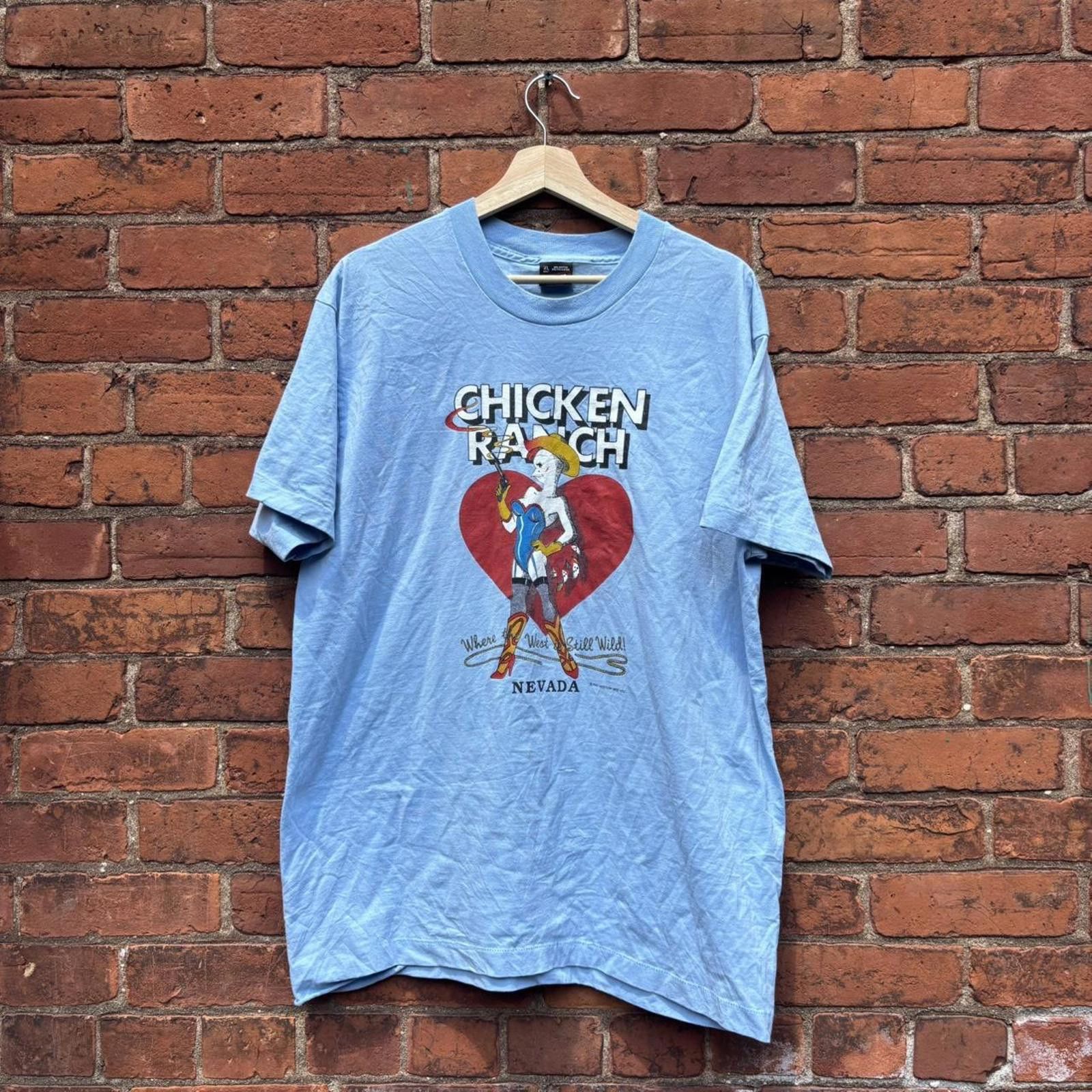 Fruit Of The Loom Vintage chicken ranch Nevada strip club t shirt 80s XL Size US XL / EU 56 / 4 - 1 Thumbnail