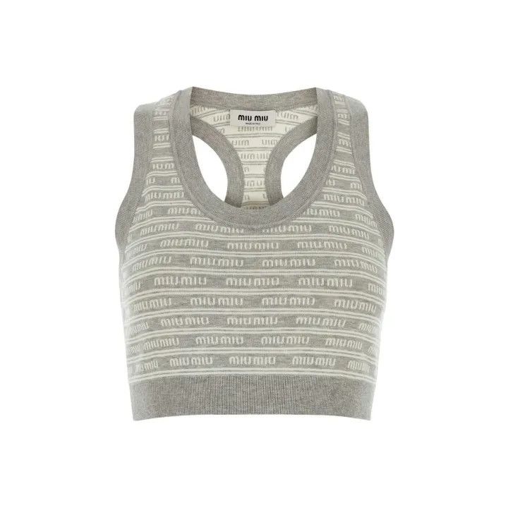 Miu Miu Miu Miu Sleeveless Logo Print Crop Top 0079 Size M / US 6-8 / IT 42-44 - 1 Thumbnail