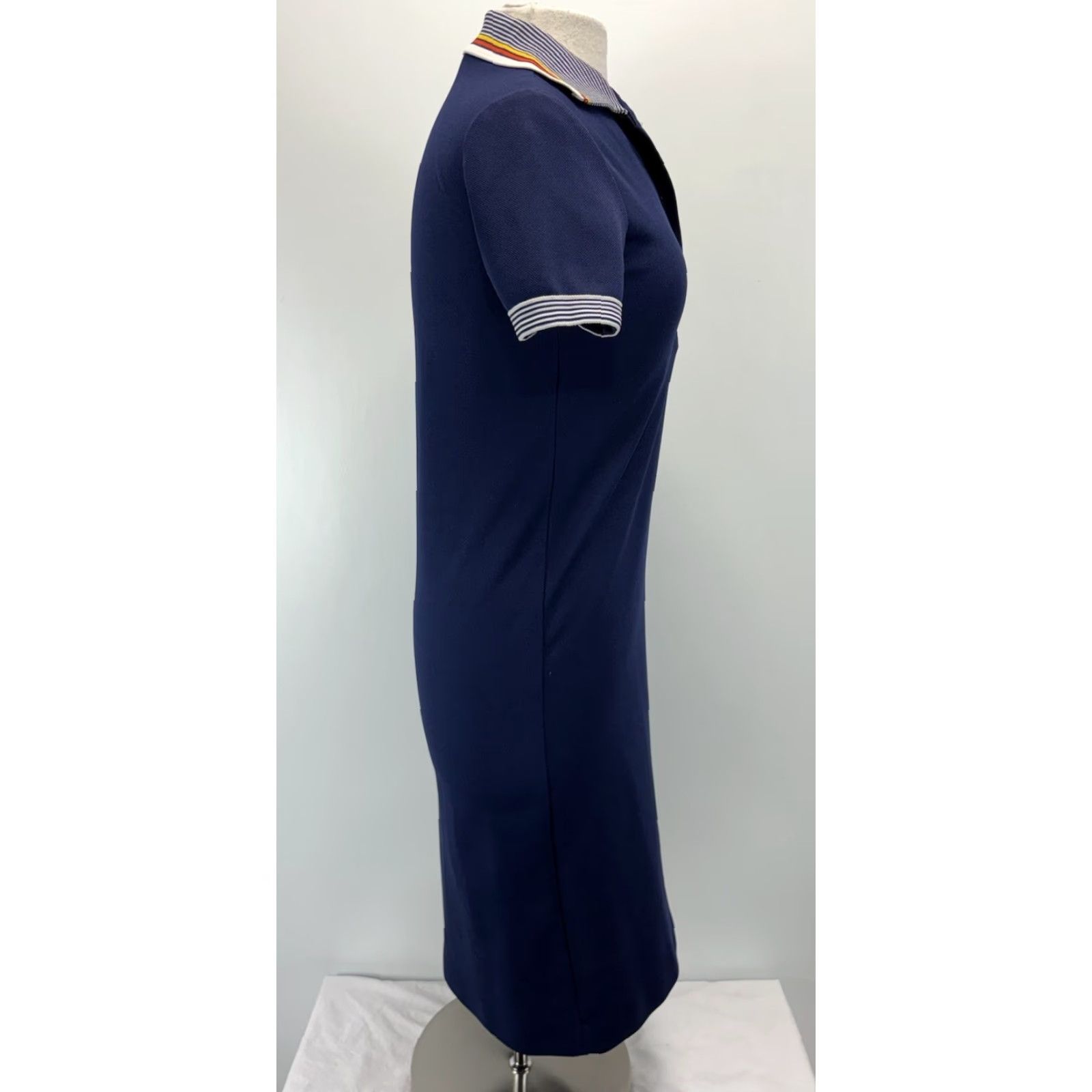 Vintage VINTAGE JC Penney Midi Polo Dress Shirt Dress Juniors 7/8 Navy Striped Collar 1960s Mens? Womens? Wait. Size M / US 6-8 / IT 42-44 - 4 Thumbnail