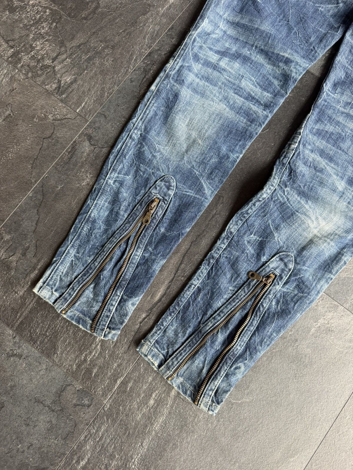 Robins Jeans Robin’s Jean Moto Denim Y2K Avant-garde Blue Jeans L Size US 31 - 8 Thumbnail