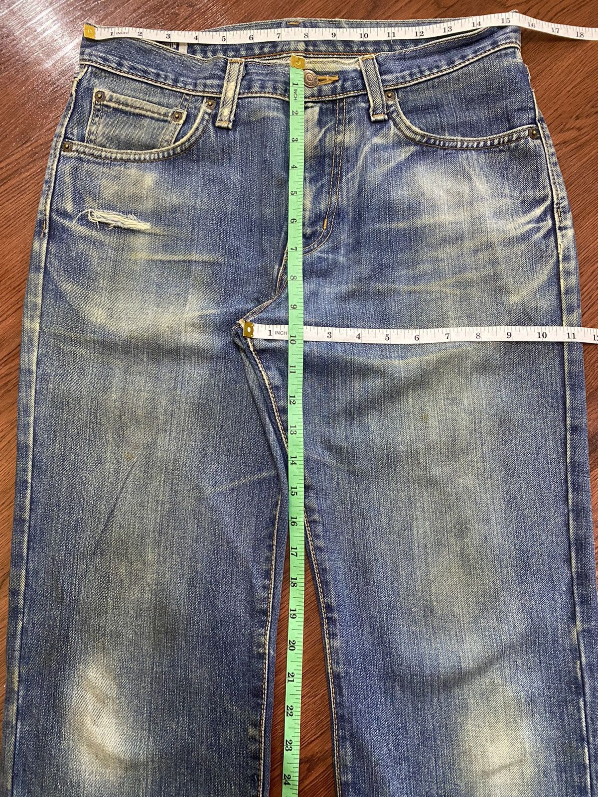 Japanese Brand Vintage Edwin503 Blue Wash Distressed Loose Jeans Size US 31 - 16 Thumbnail