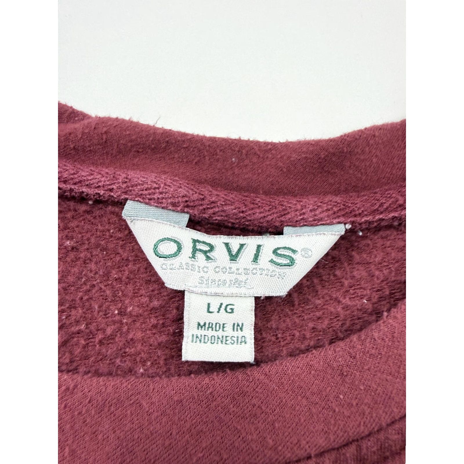 Orvis Orvis Classic Collection Sweatshirt Womens Large Red Crewneck Fleece Pullover Casual Fall Long Sleeve Logo (Relaxed) Size L / US 10 / IT 46 - 4 Thumbnail