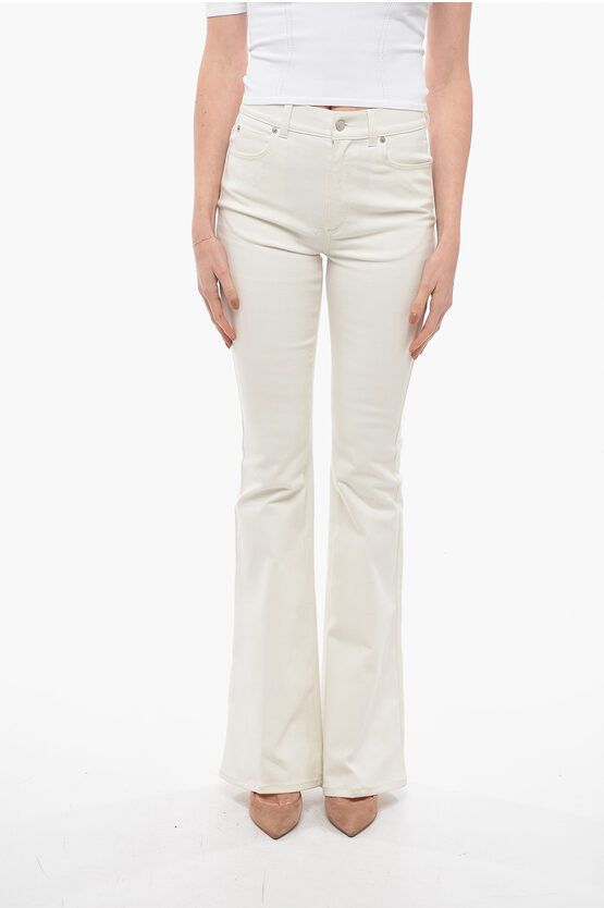 image of Alexander Mcqueen Flared Denims With Back Logo Patch 28Cm in White, Women's (Size 26)