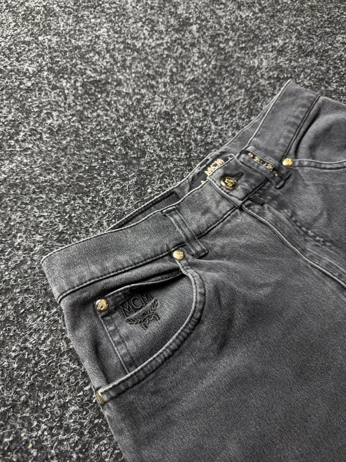 MCM Luxury MCM Jeans Studded Logo Pants Black Y2K Straight W29 Size 29" - 6 Thumbnail