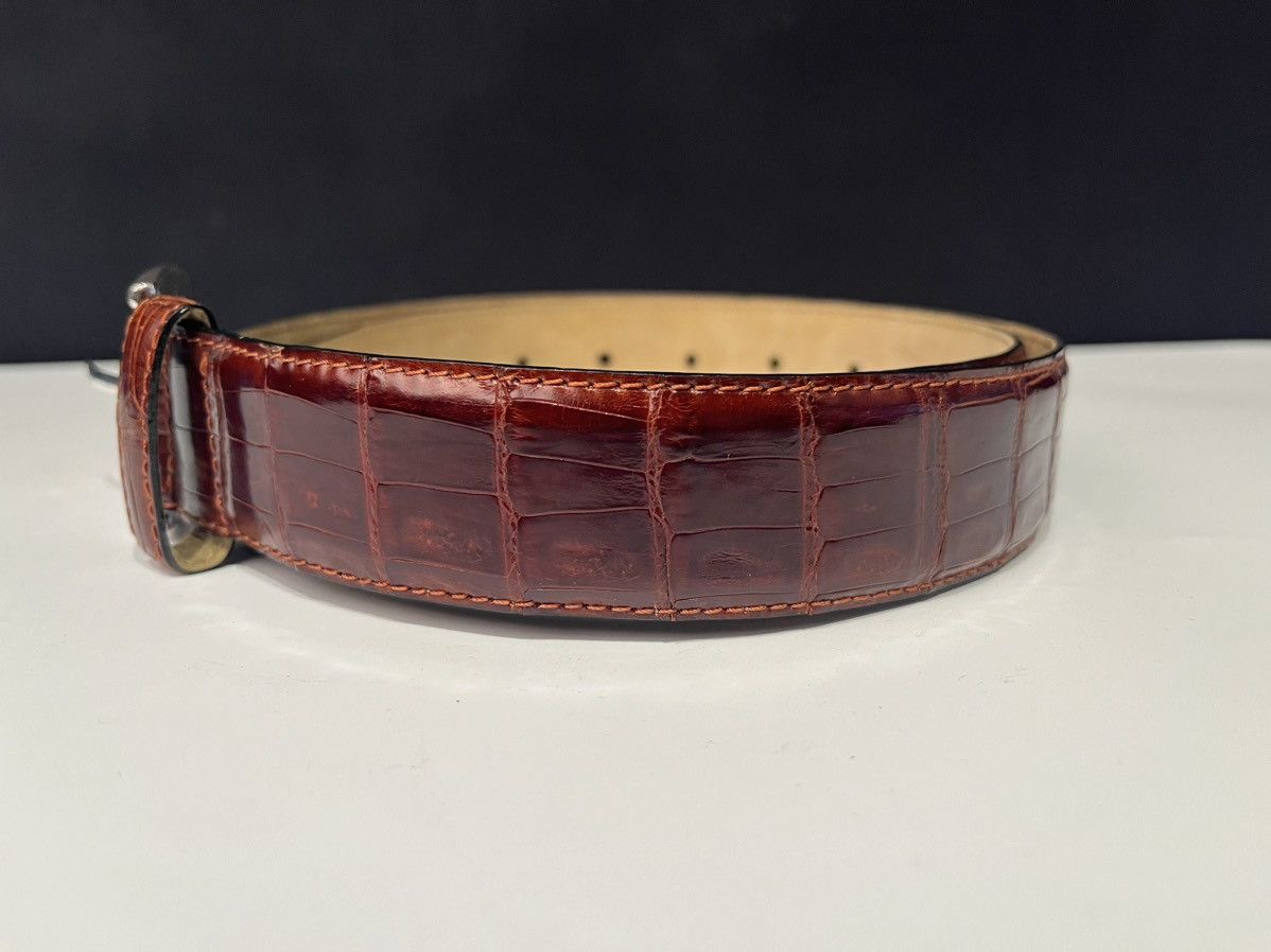 Vintage erreghé genuine crocodile leather belt Italian red DS 70’s Size 30 - 2 Thumbnail