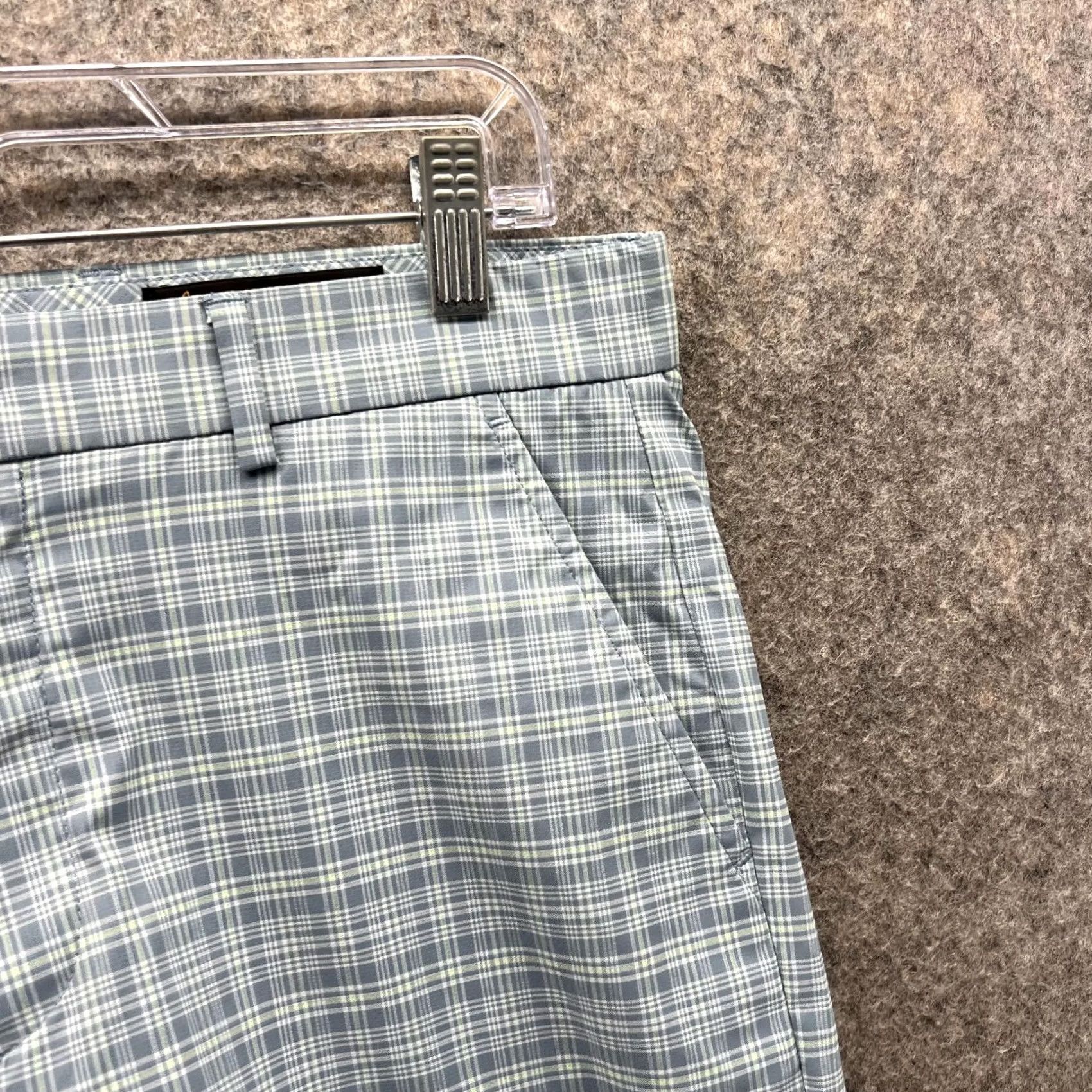 Vintage Greg Norman Shorts Men 32 Blue Chino Flat Polyester Spandex Glen Check Golf Size US 32 / EU 48 - 4 Thumbnail