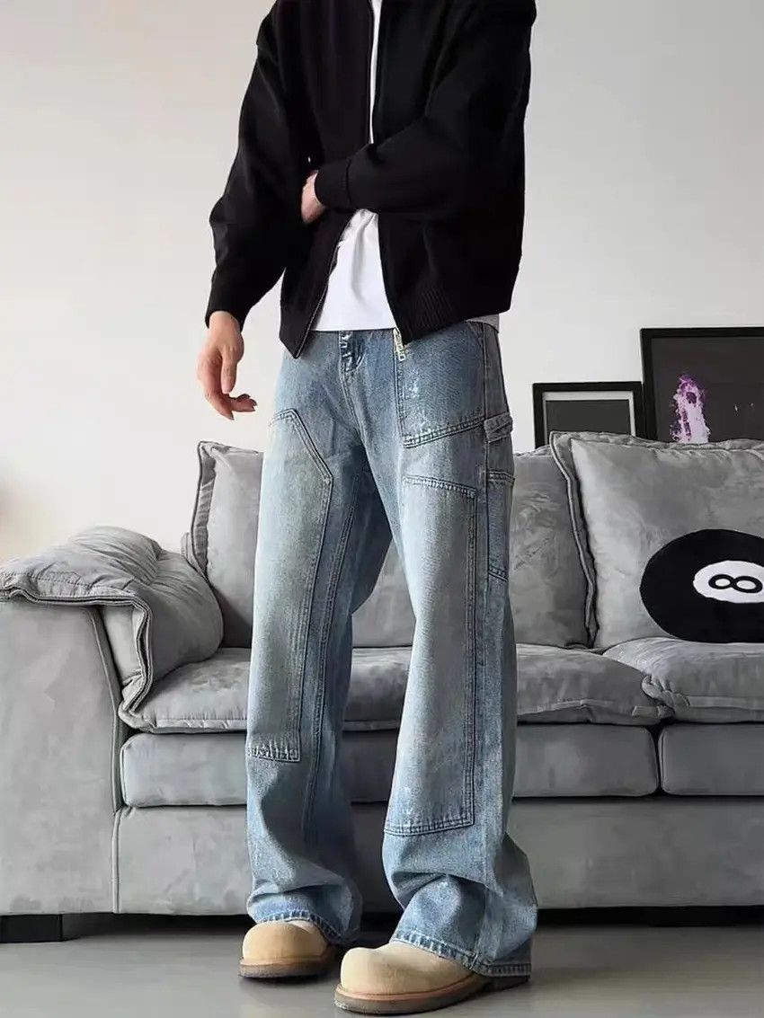 Designer × Japanese Brand Washed baggy wide leg distressed jeans Size US 32 / EU 48 - 3 Thumbnail